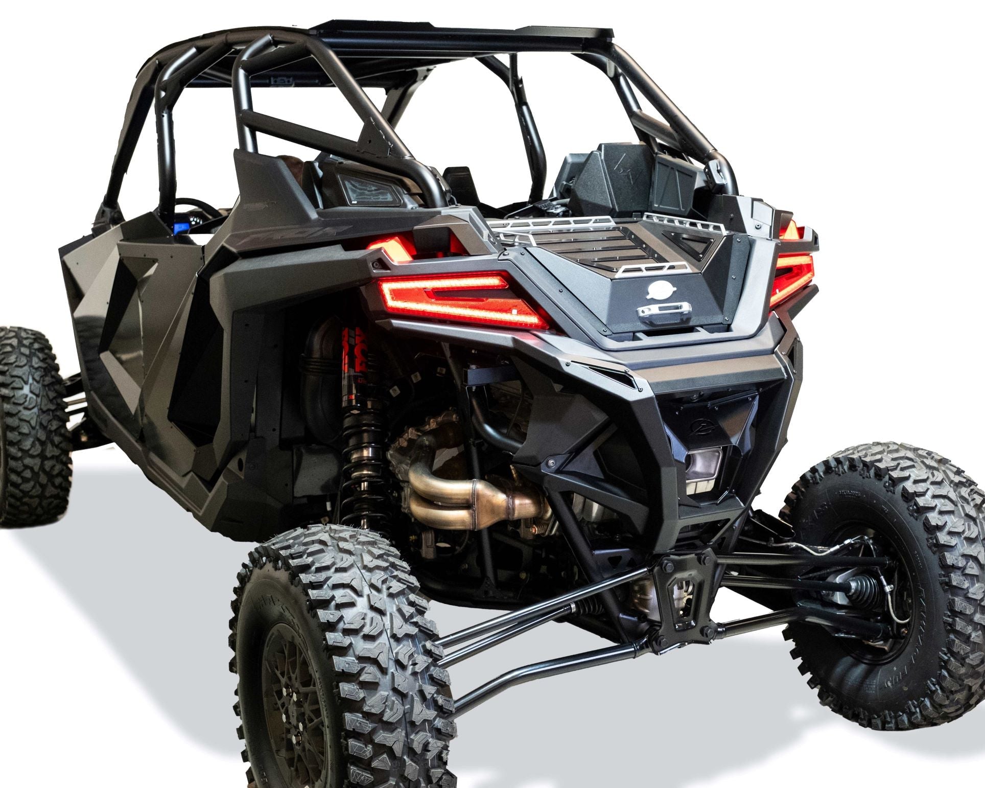 Hammer black powder coat finish detail on Polaris RZR Pro R rear bumper