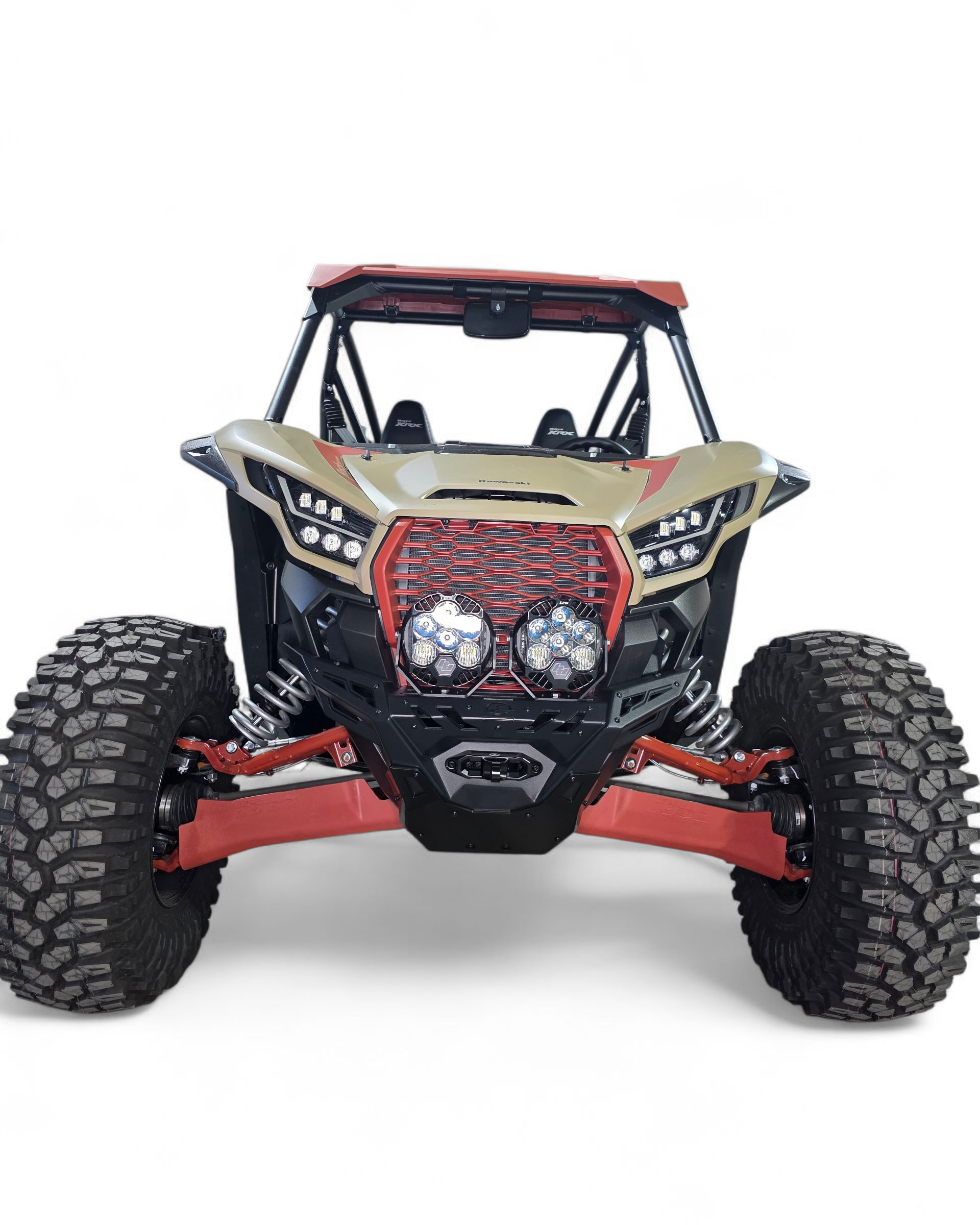 Volt Front Winch Bumper installed on 2020 Kawasaki Teryx KRX 1000 showing steel construction in hammer black