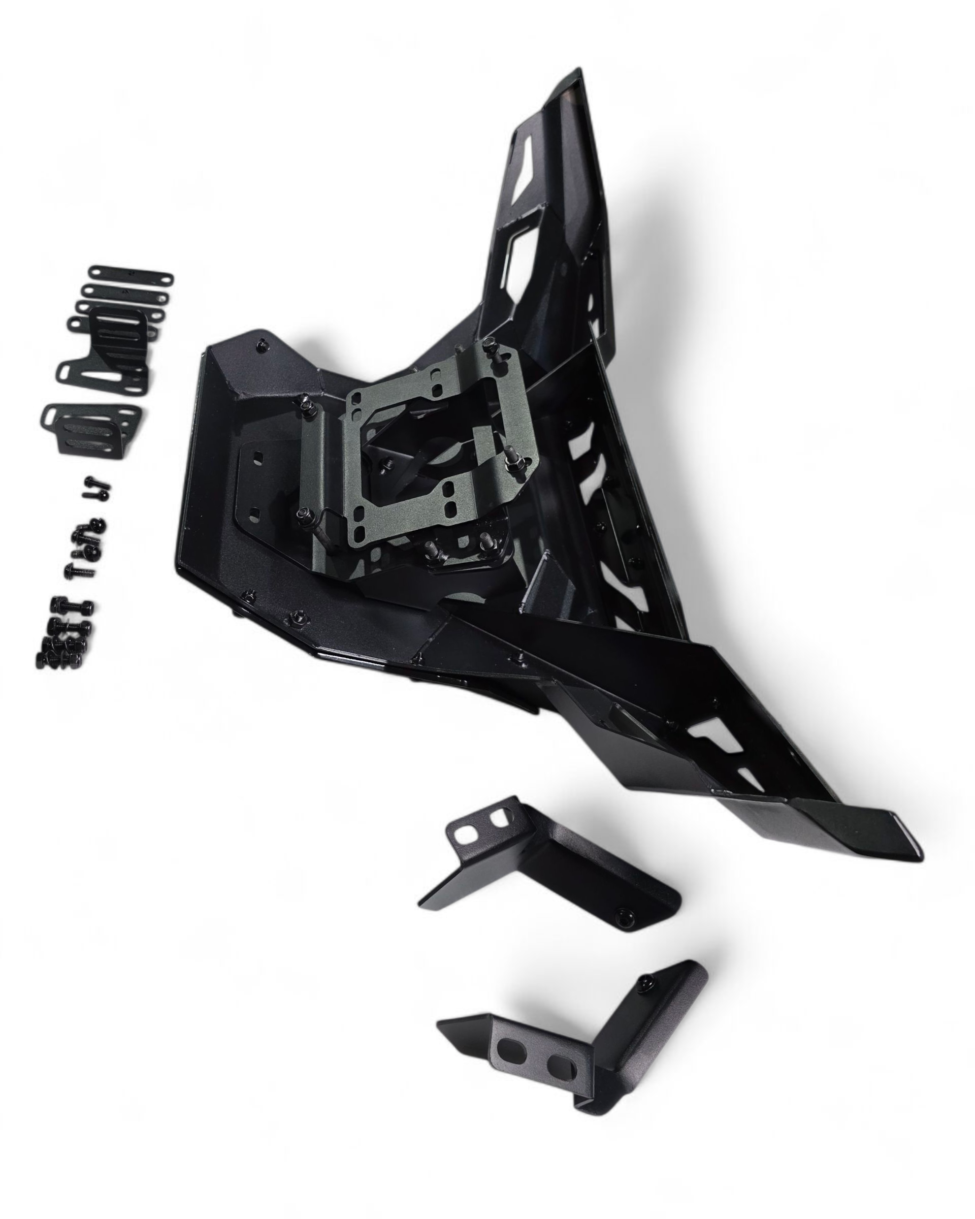 Hammer black finish texture close-up on Kawasaki KRX 1000 front bumper