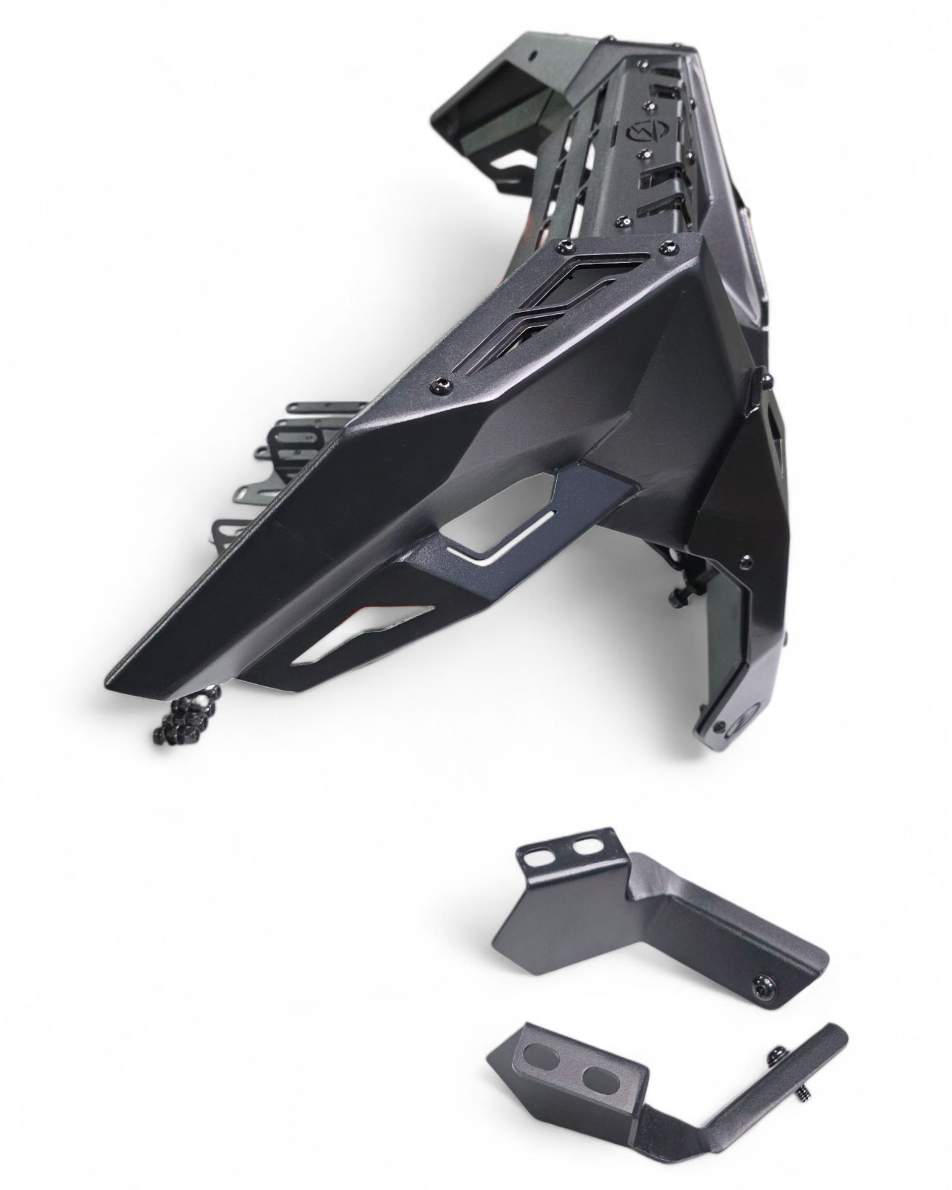 Mounting bracket detail on Kawasaki KRX 1000 front winch bumper