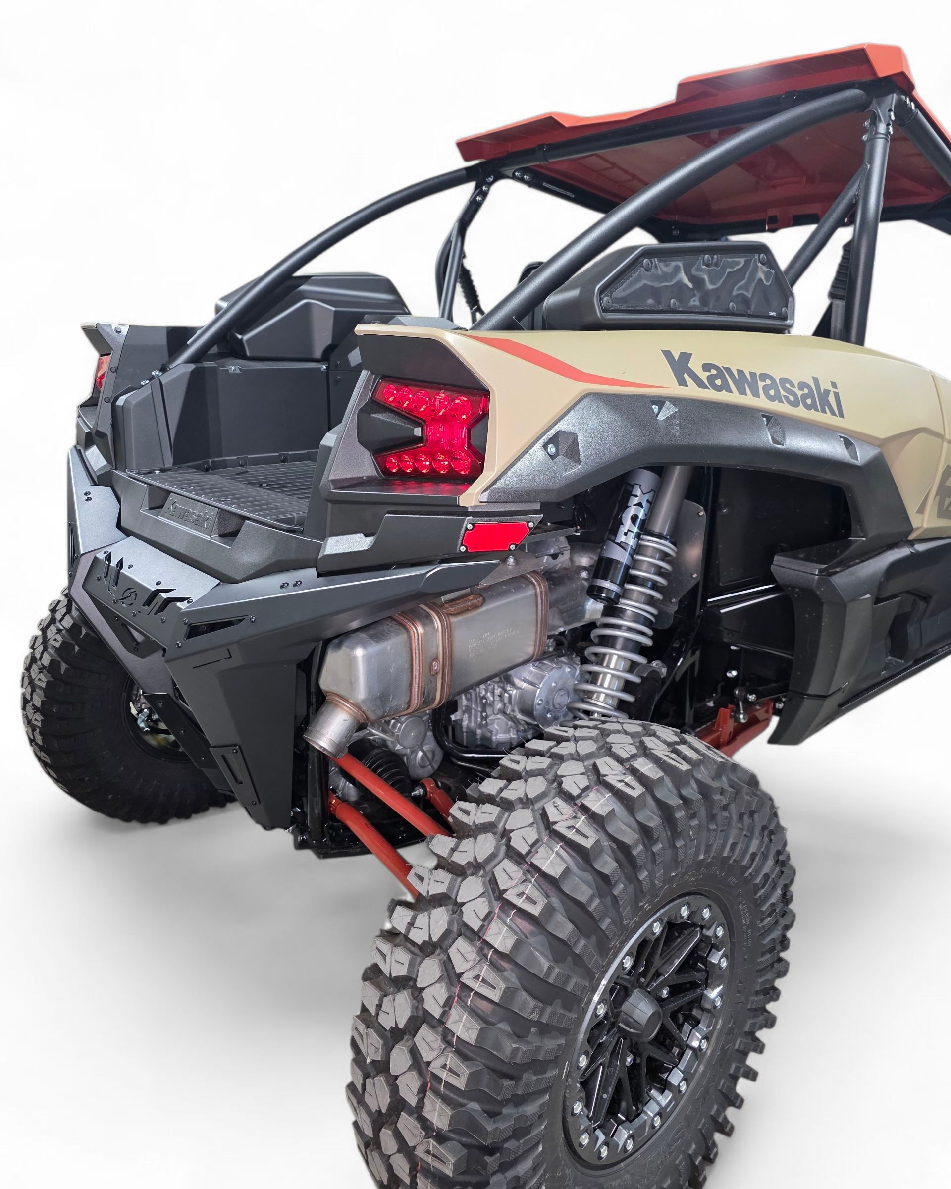 Driver side view of Volt rear bumper on Kawasaki KRX 1000