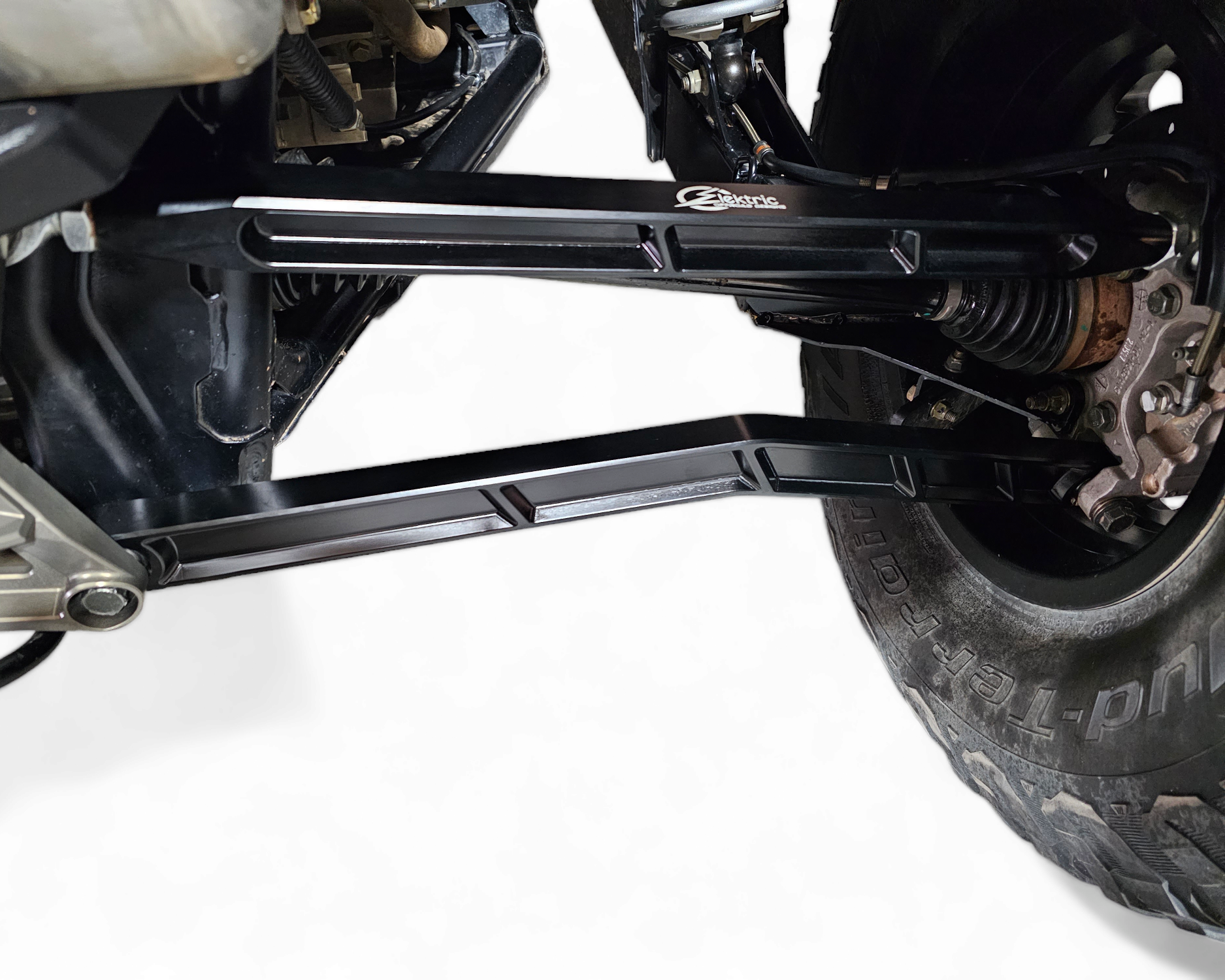 Stylistic design detail on Polaris RZR Pro XP billet radius rods