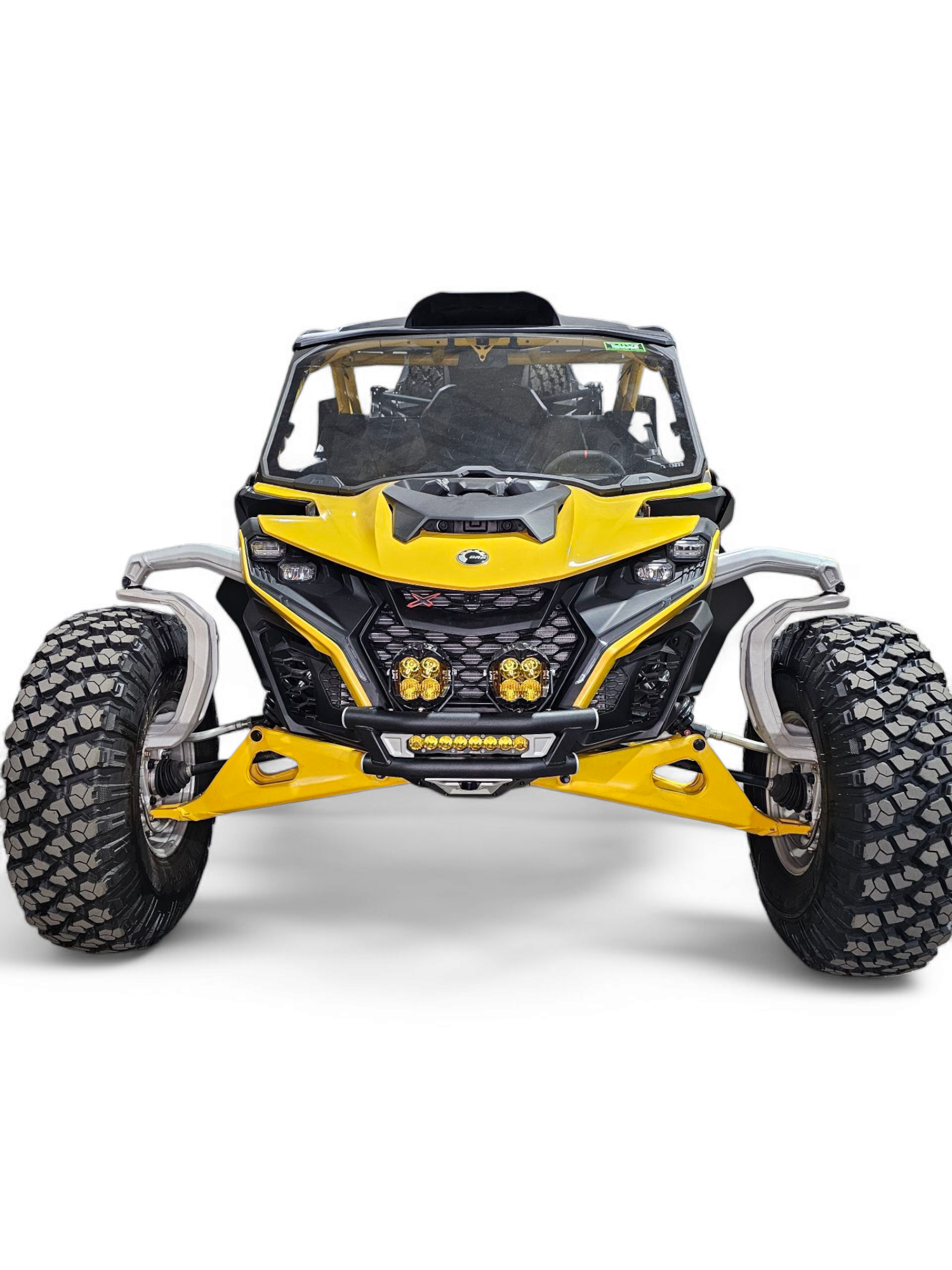 2024 + Can-Am Maverick R Amp front winch bumper full front view