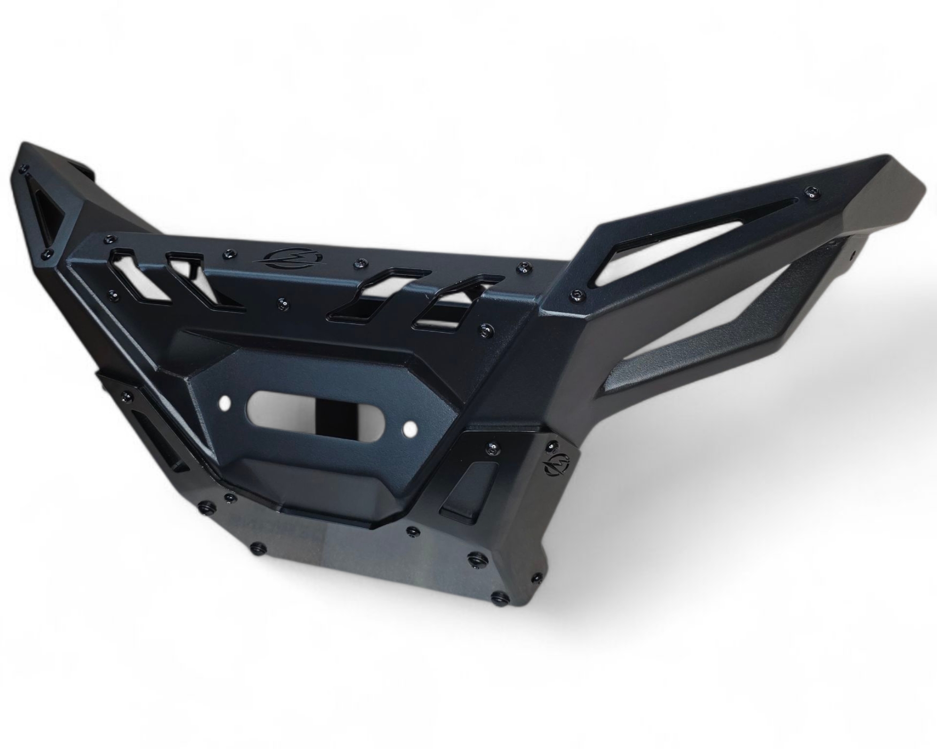 Laser-cut and welded steel construction detail on Polaris RZR Pro R front bumper