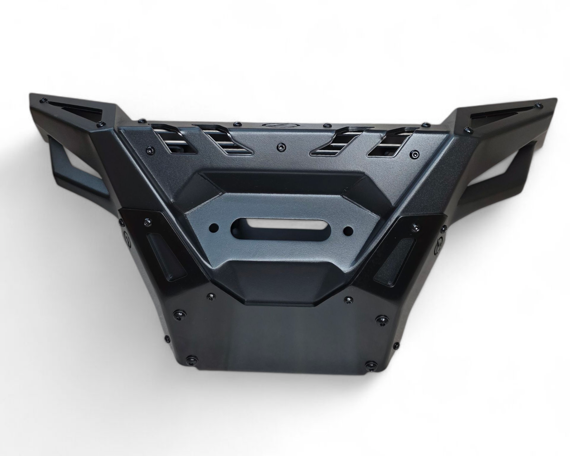 Bolt-on mounting bracket detail on Polaris RZR Pro R front winch bumper