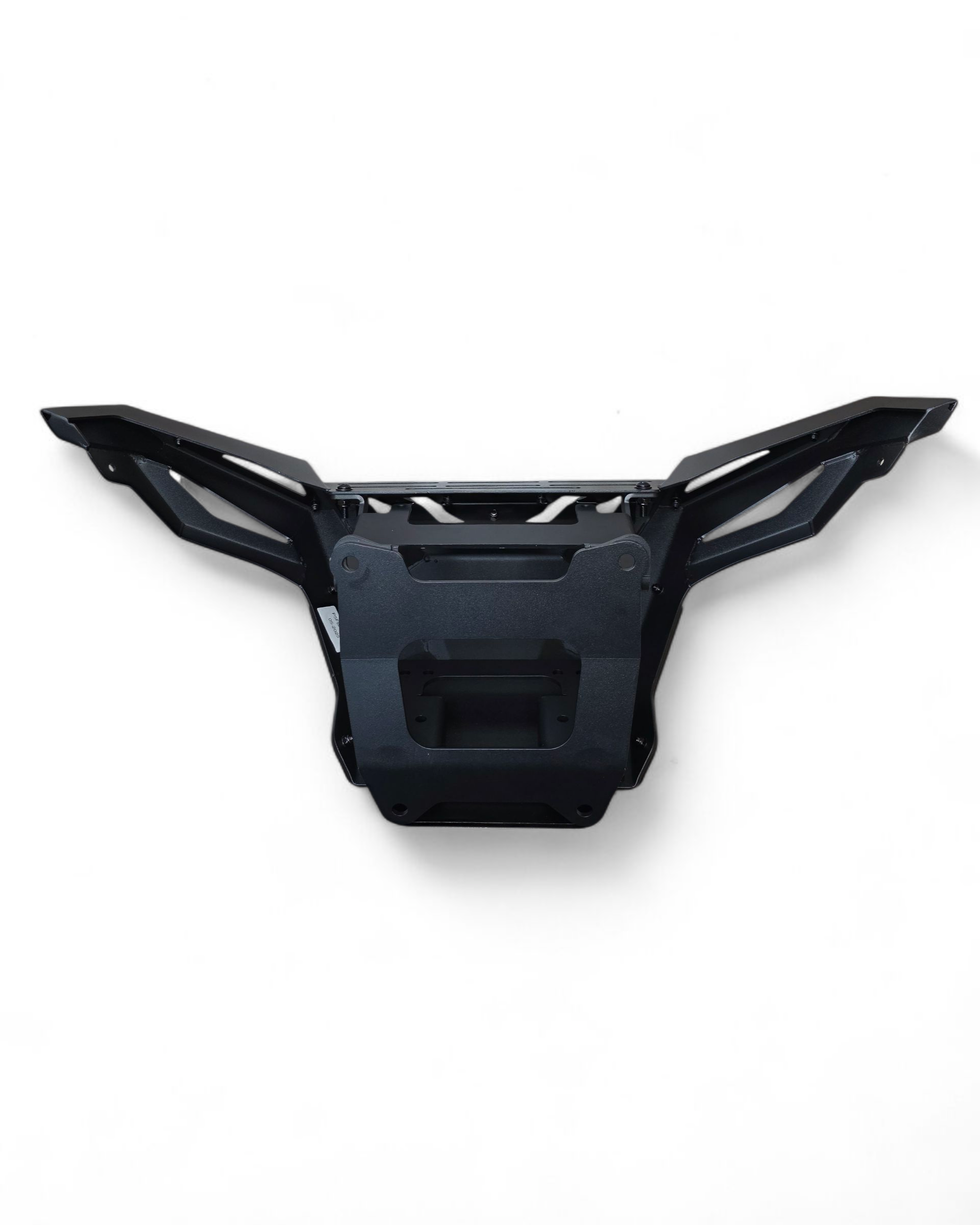 Polaris RZR Pro R front winch bumper shown from a front angle displaying satin black powder coat finish
