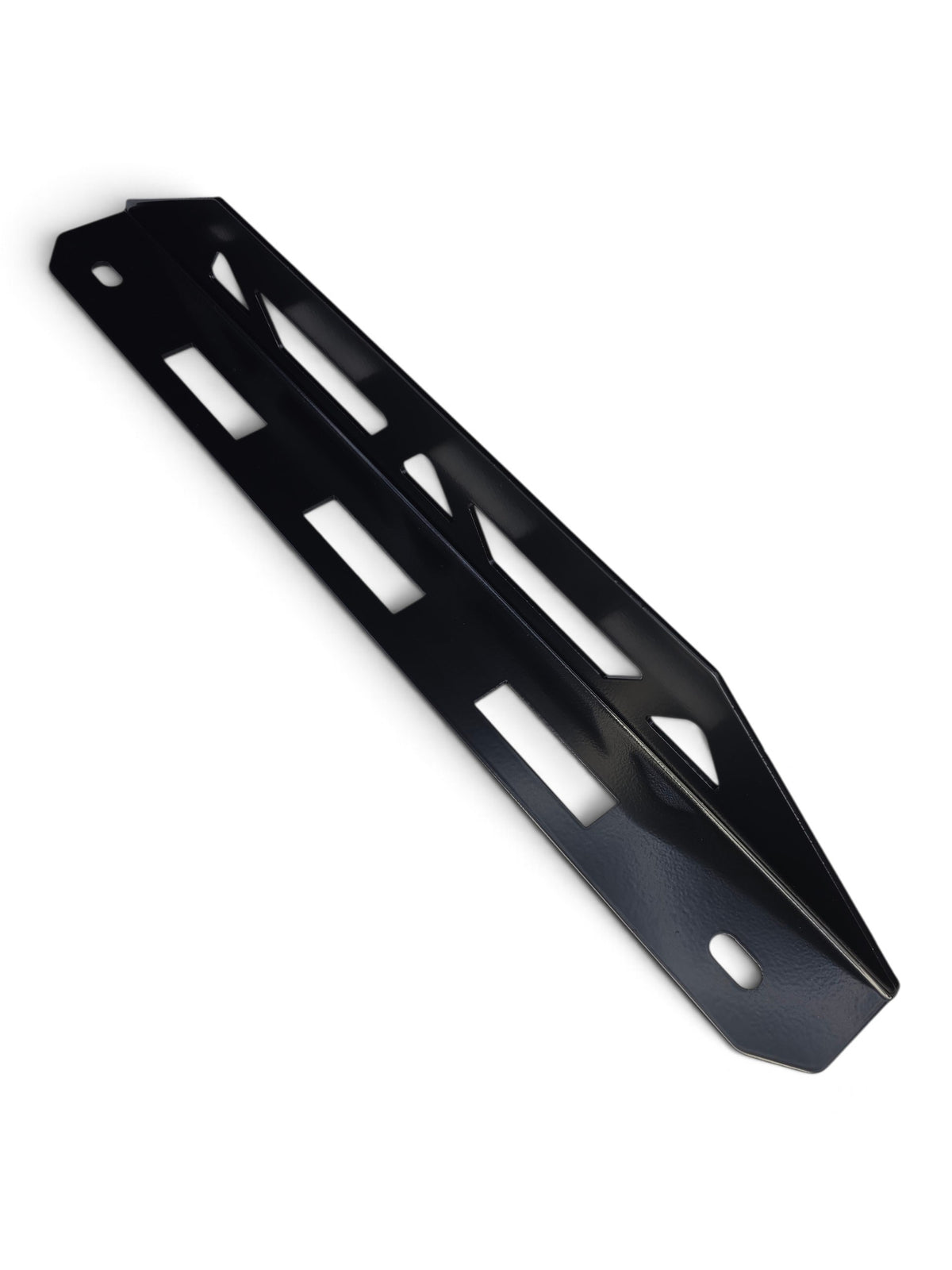 Large black dual-slot E-Track mount on a white background