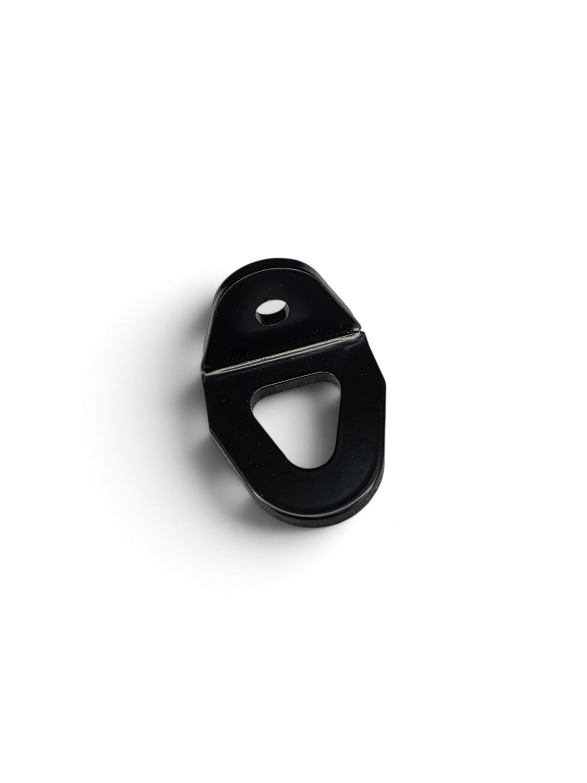Single-slot tie-down point in black, angled view