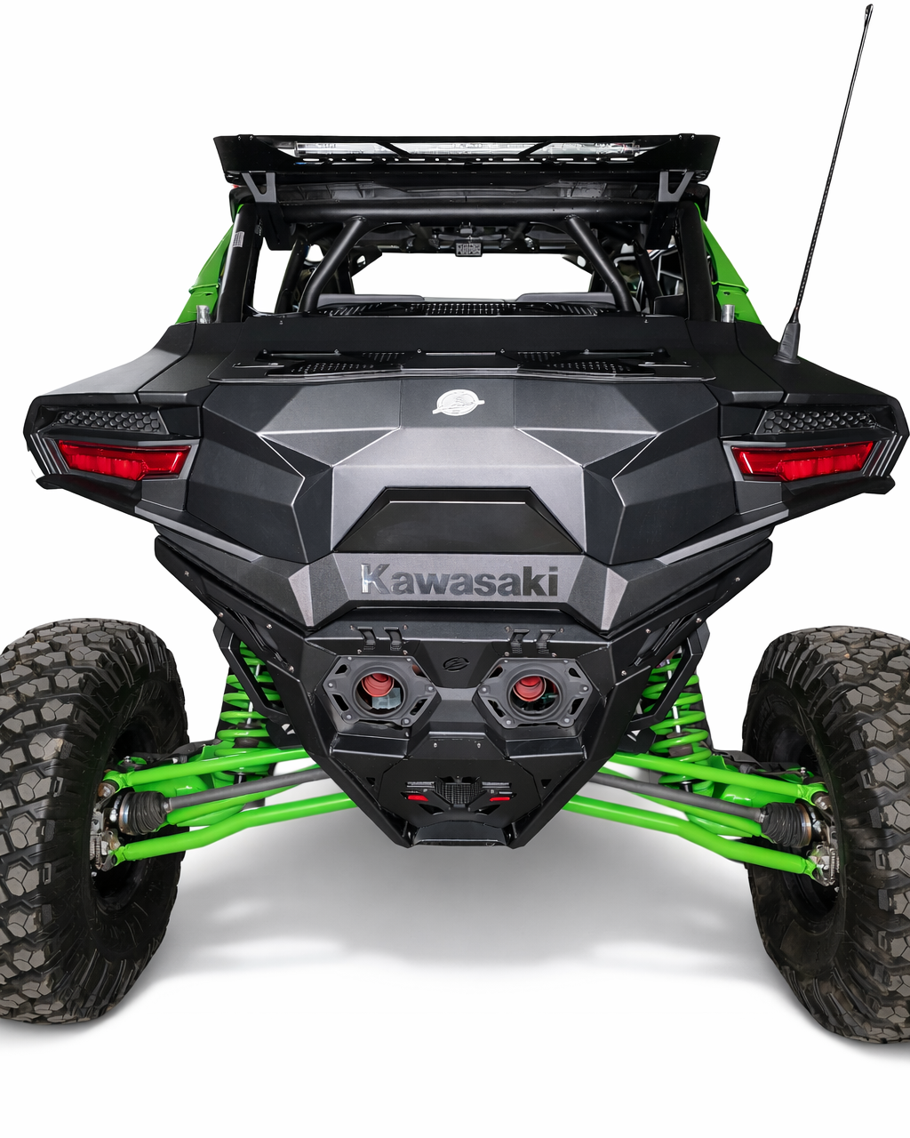 Kawasaki Teryx H2 Baja Bed Box with lid open on gas struts showing interior storage capacity