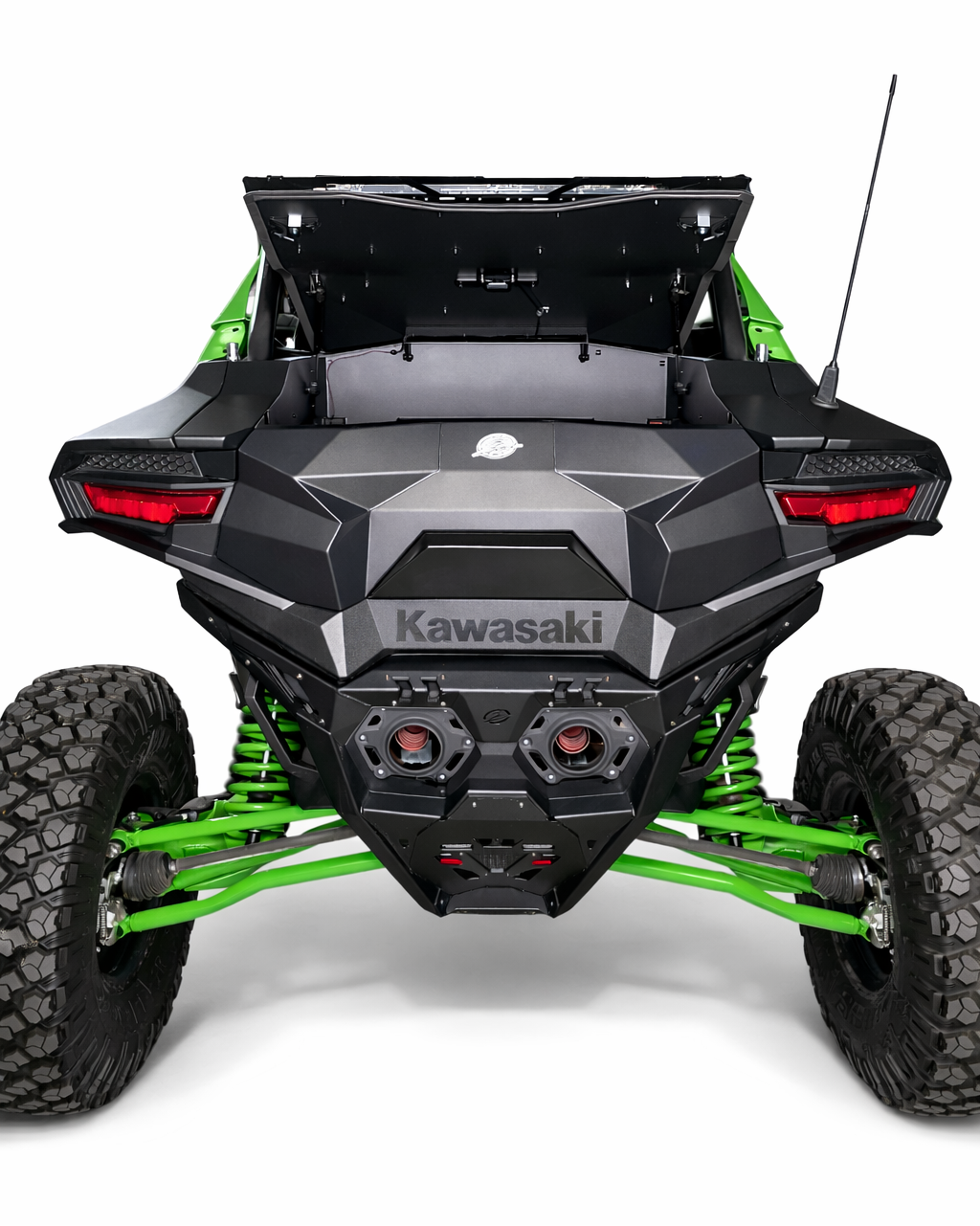 Baja Bed Box installed on 2026 Kawasaki Teryx H2 showing thicker-gauge aluminum construction and hammer black finish