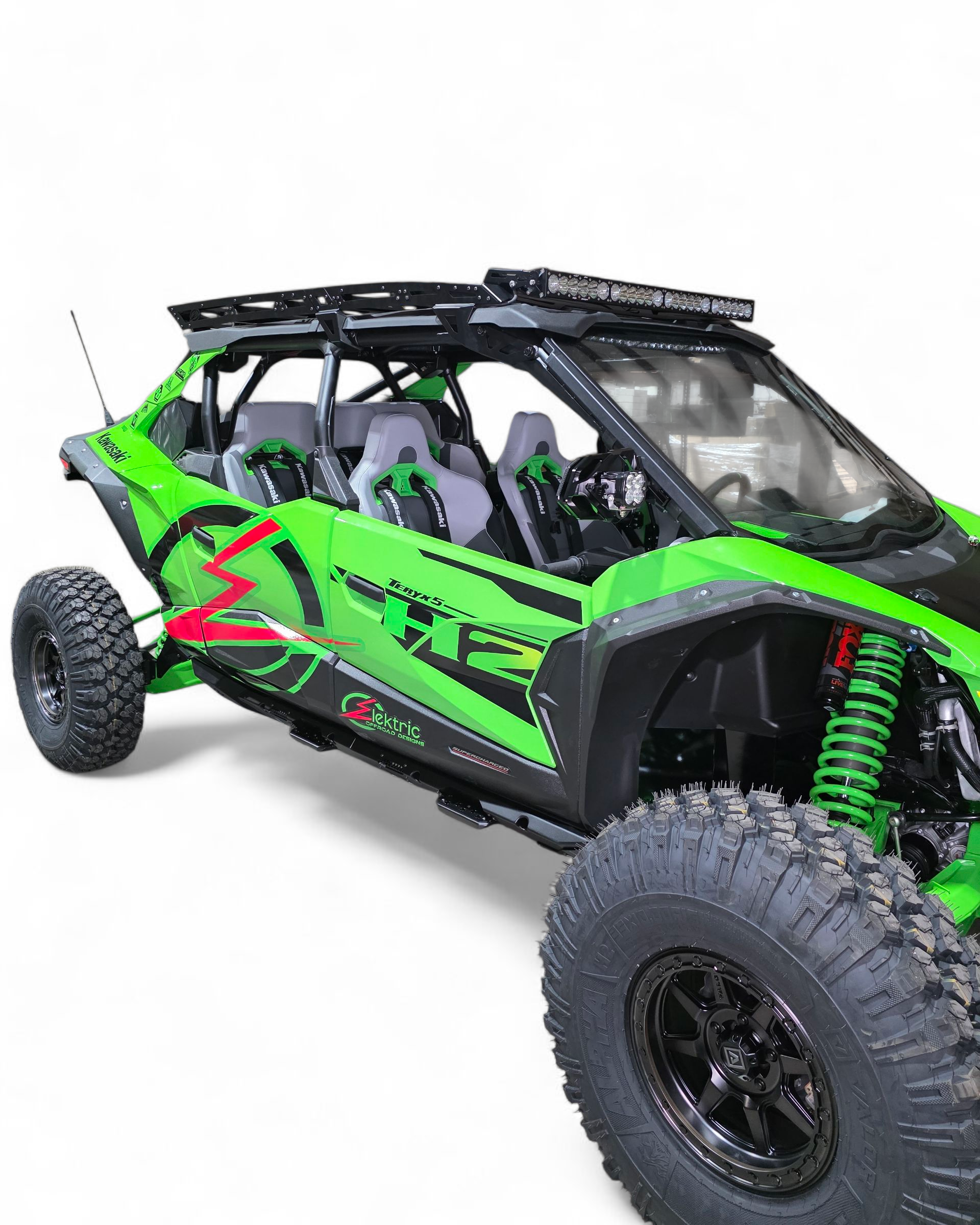 Front light bar mount on Kawasaki Teryx H2 roof rack