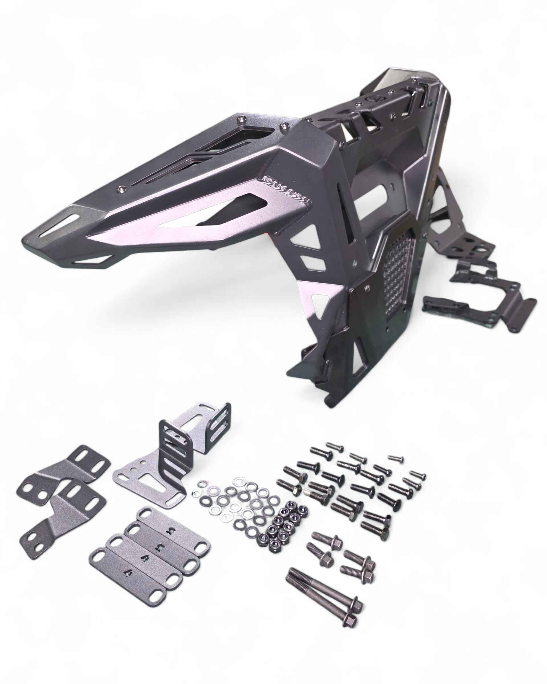 Kawasaki Teryx H2 Volt Series front winch bumper hardware kit shown before installation