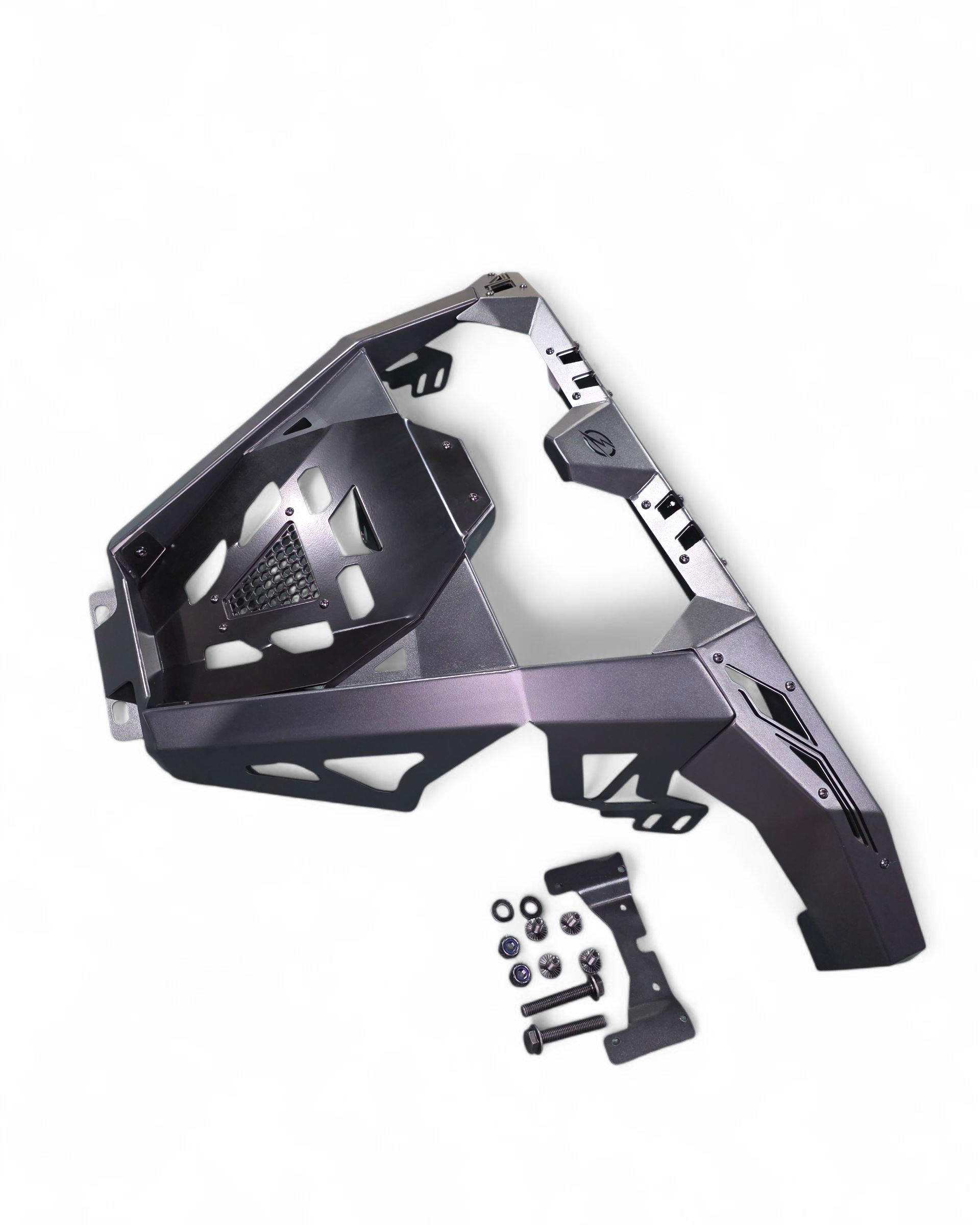 Kawasaki Teryx H2 Volt rear bumper hardware kit shown before bolt-on installation
