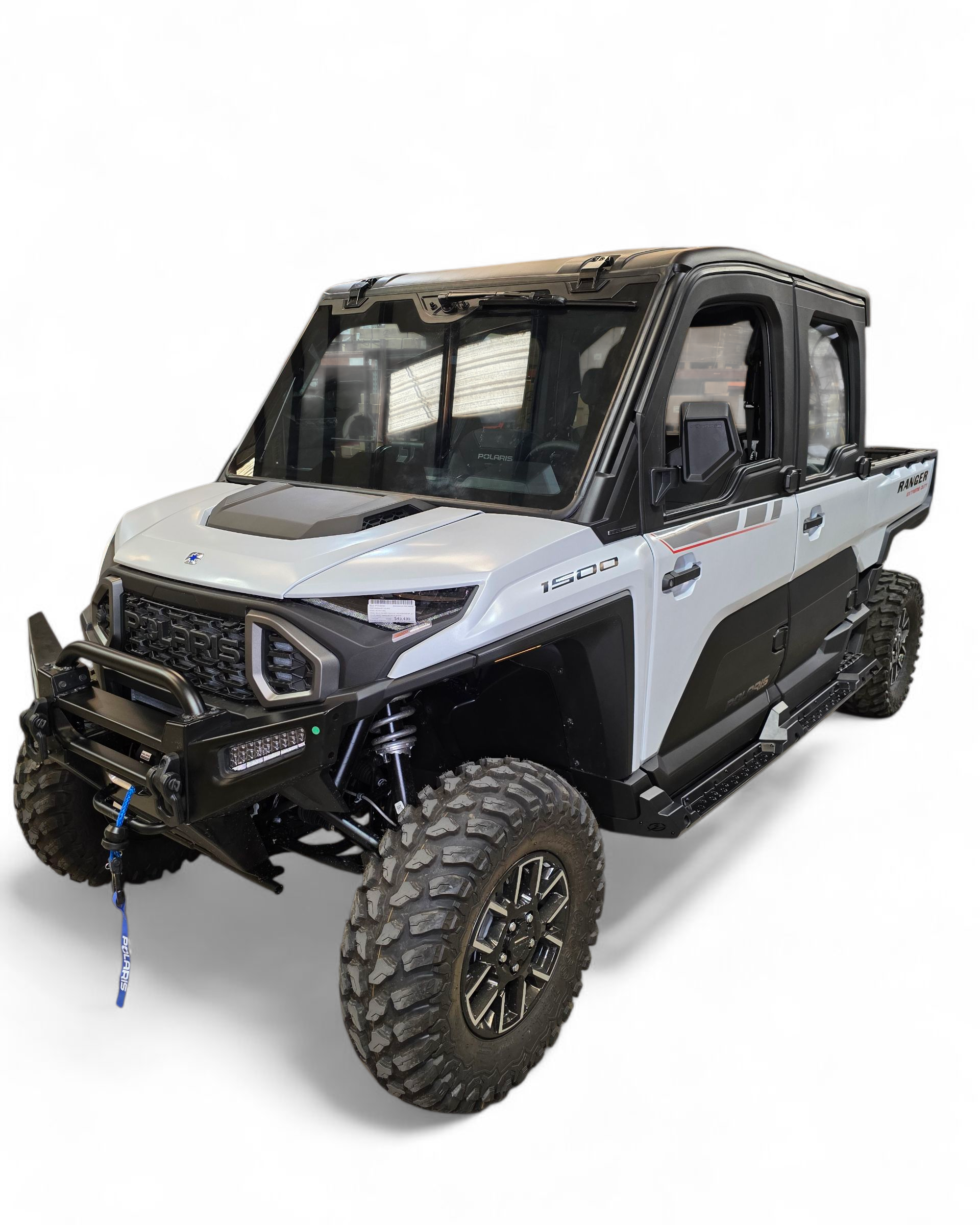 Volt Rock Sliders installed on 2024 Polaris Ranger XD 1500 4 seat showing steel rock guards with non-slip step
