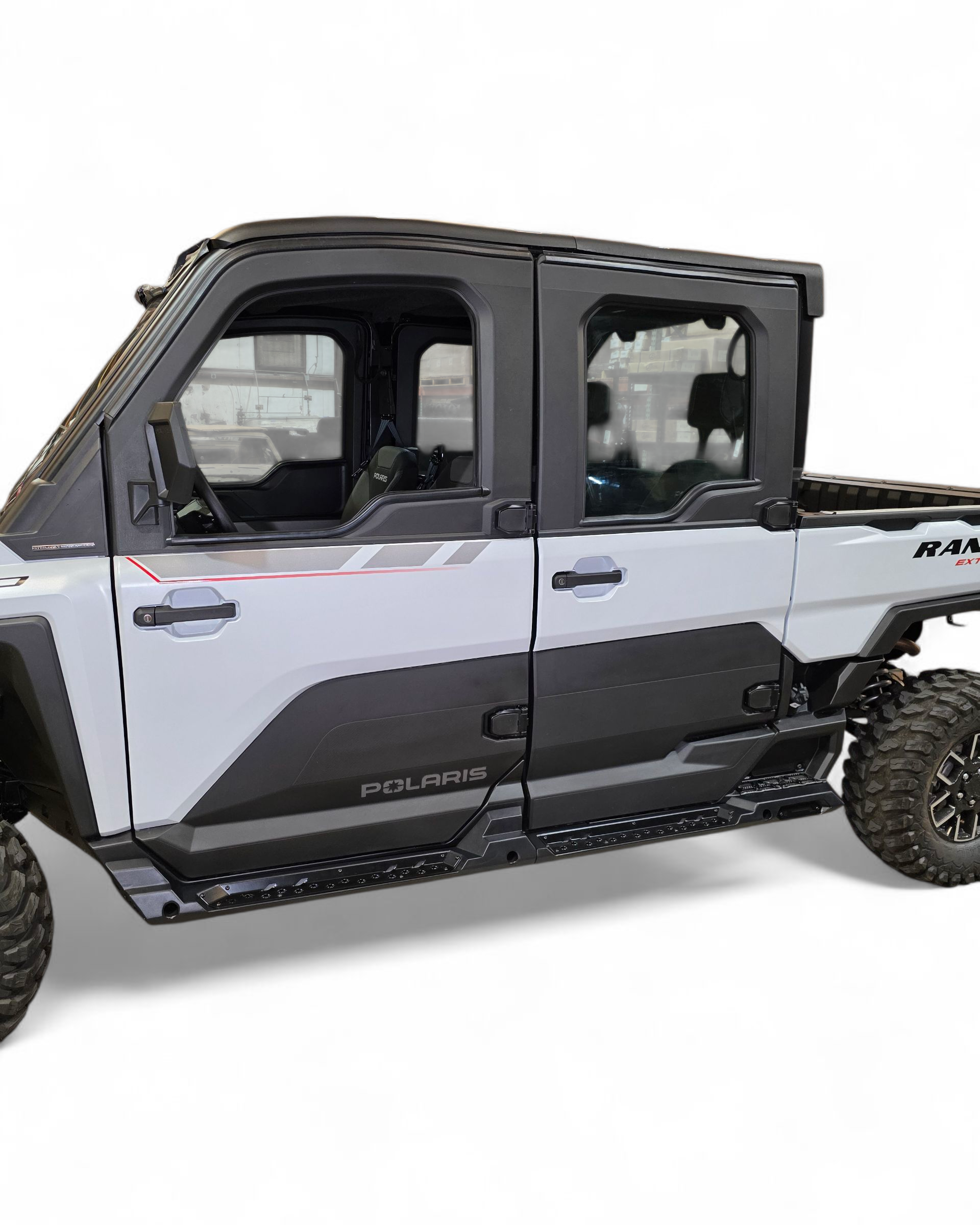 Non-slip grip step surface detail on Polaris Ranger XD 1500 rock sliders