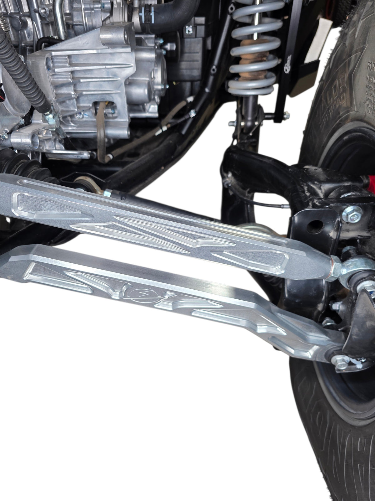 2026+ CFMoto ZForce Z10 Race Series High Clearance Billet Radius Rods, Anodized Clear