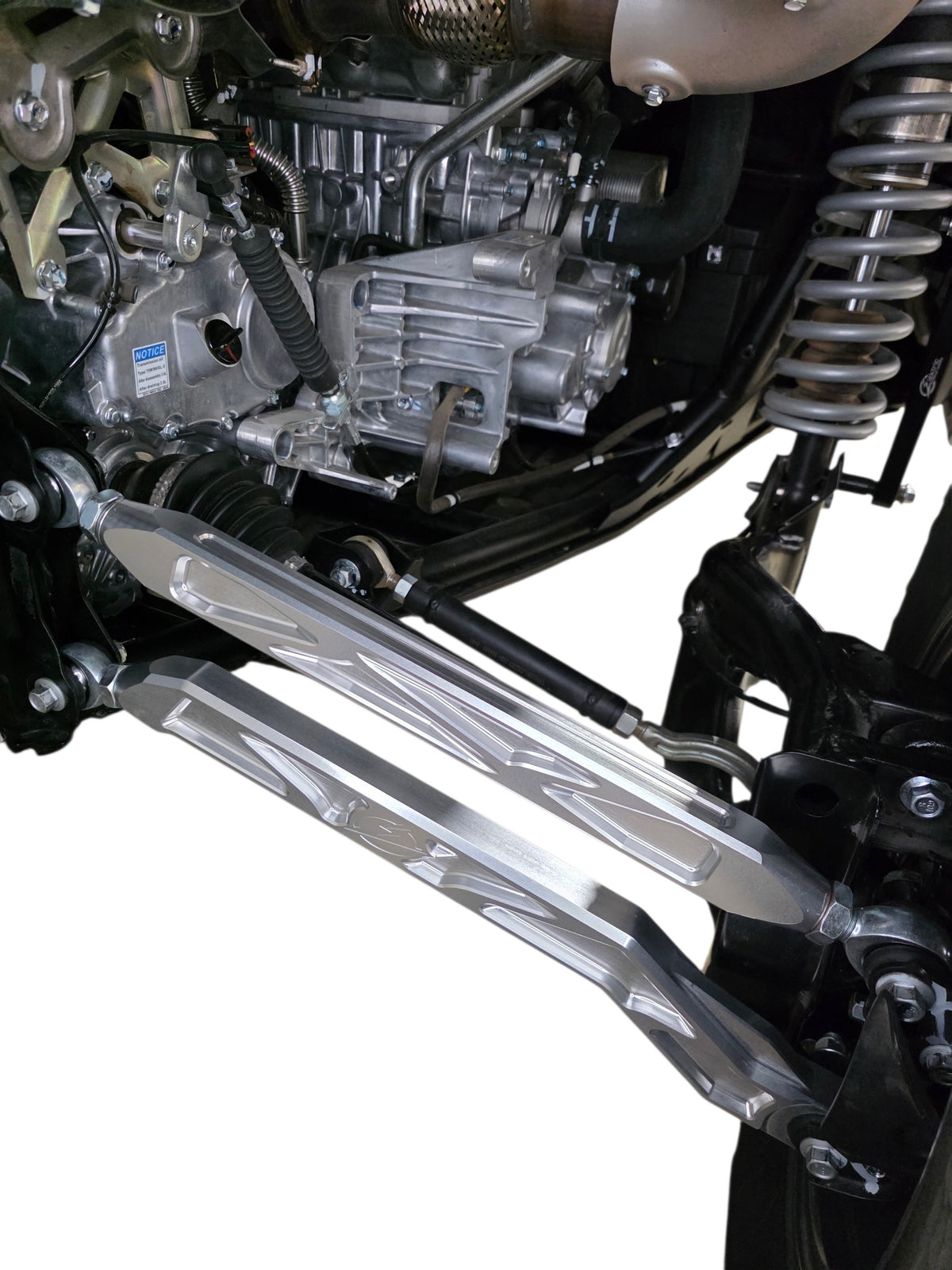 2026+ CFMoto ZForce Z10 Race Series High Clearance Billet Radius Rods, Anodized Clear