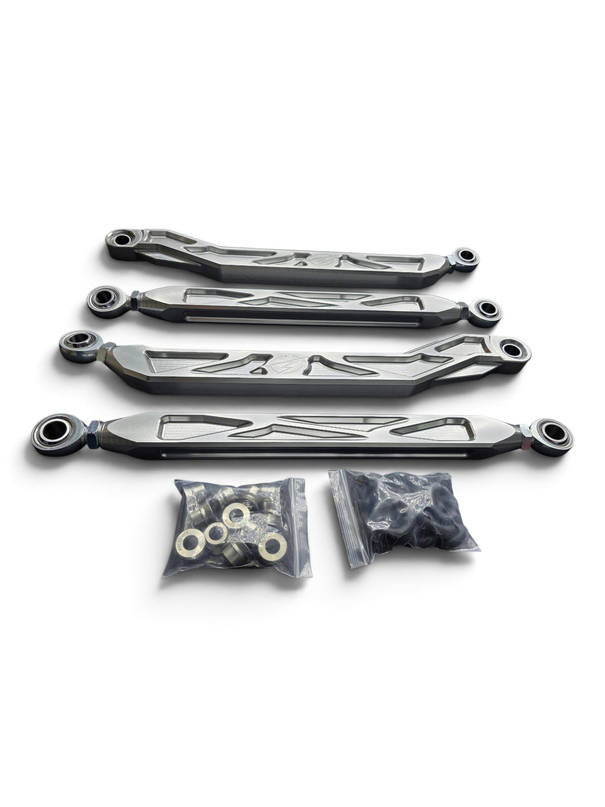 2026+ CFMoto ZForce Z10 Race Series High Clearance Billet Radius Rods, Anodized Clear