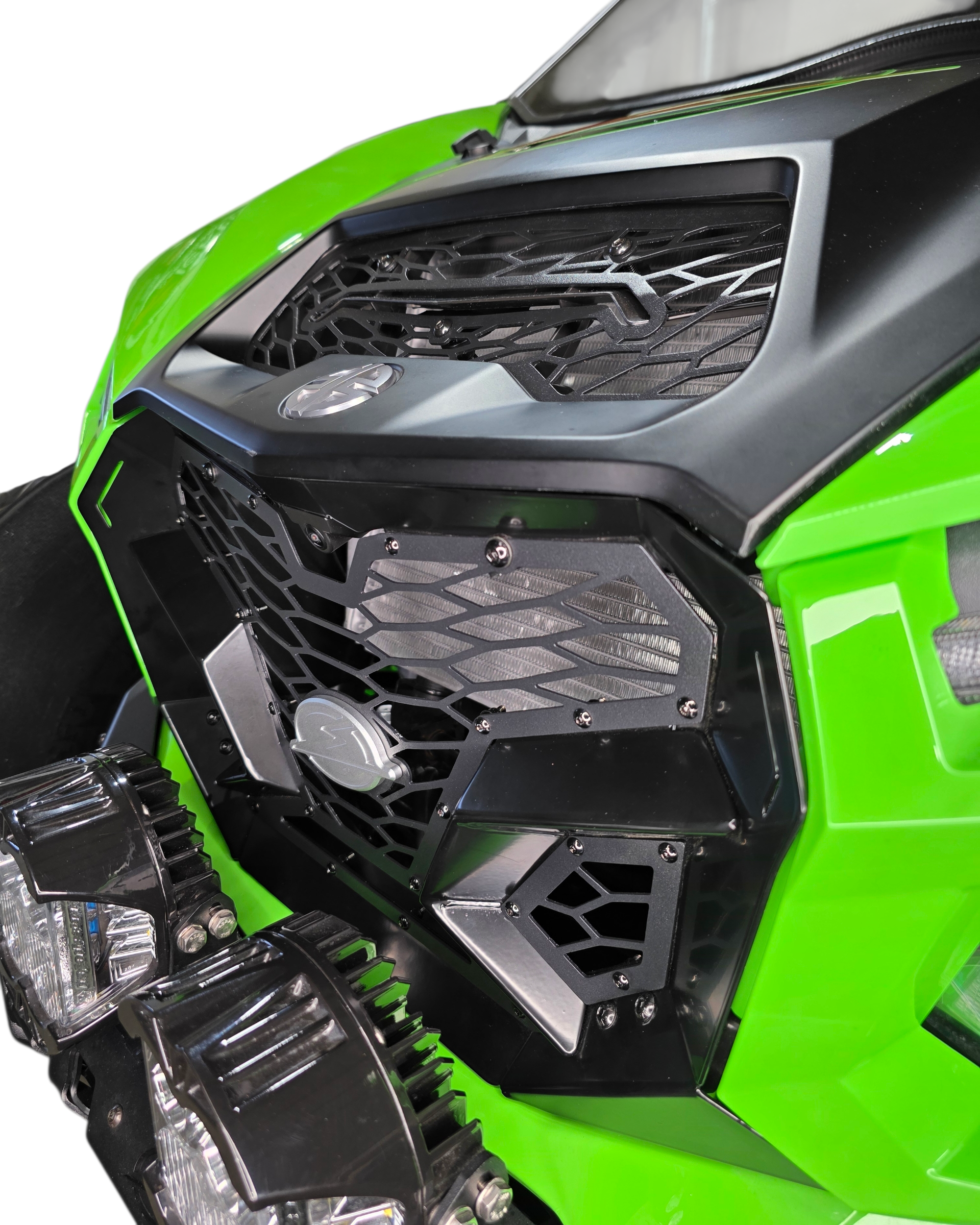 Factory camera relocated in mount on Kawasaki Teryx H2 Volt front grille