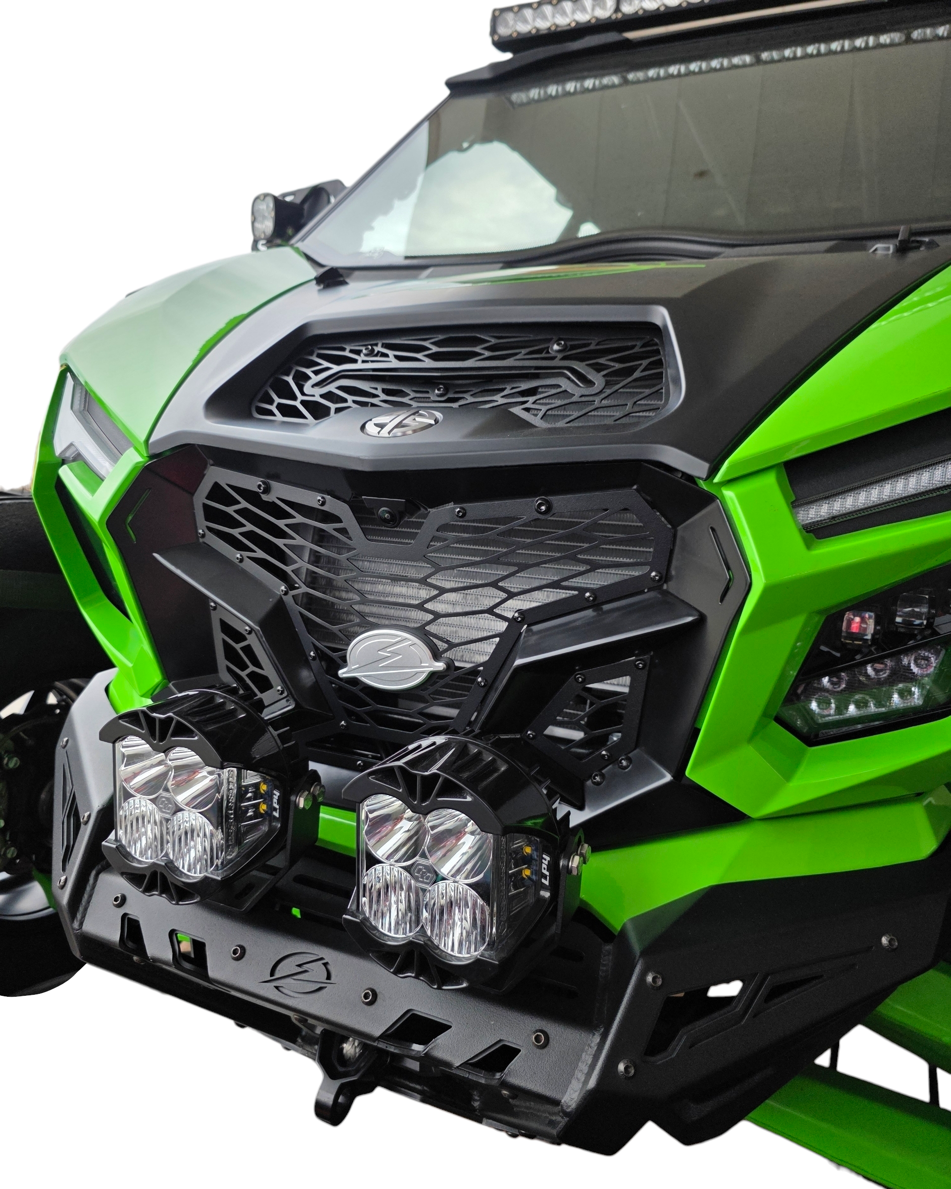 Bolt-on mounting detail on Kawasaki Teryx H2 Volt front grille