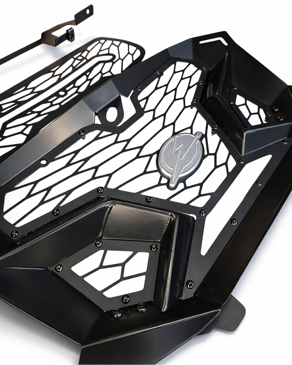 Camera opening and surround detail on Kawasaki Teryx H2 Volt front grille