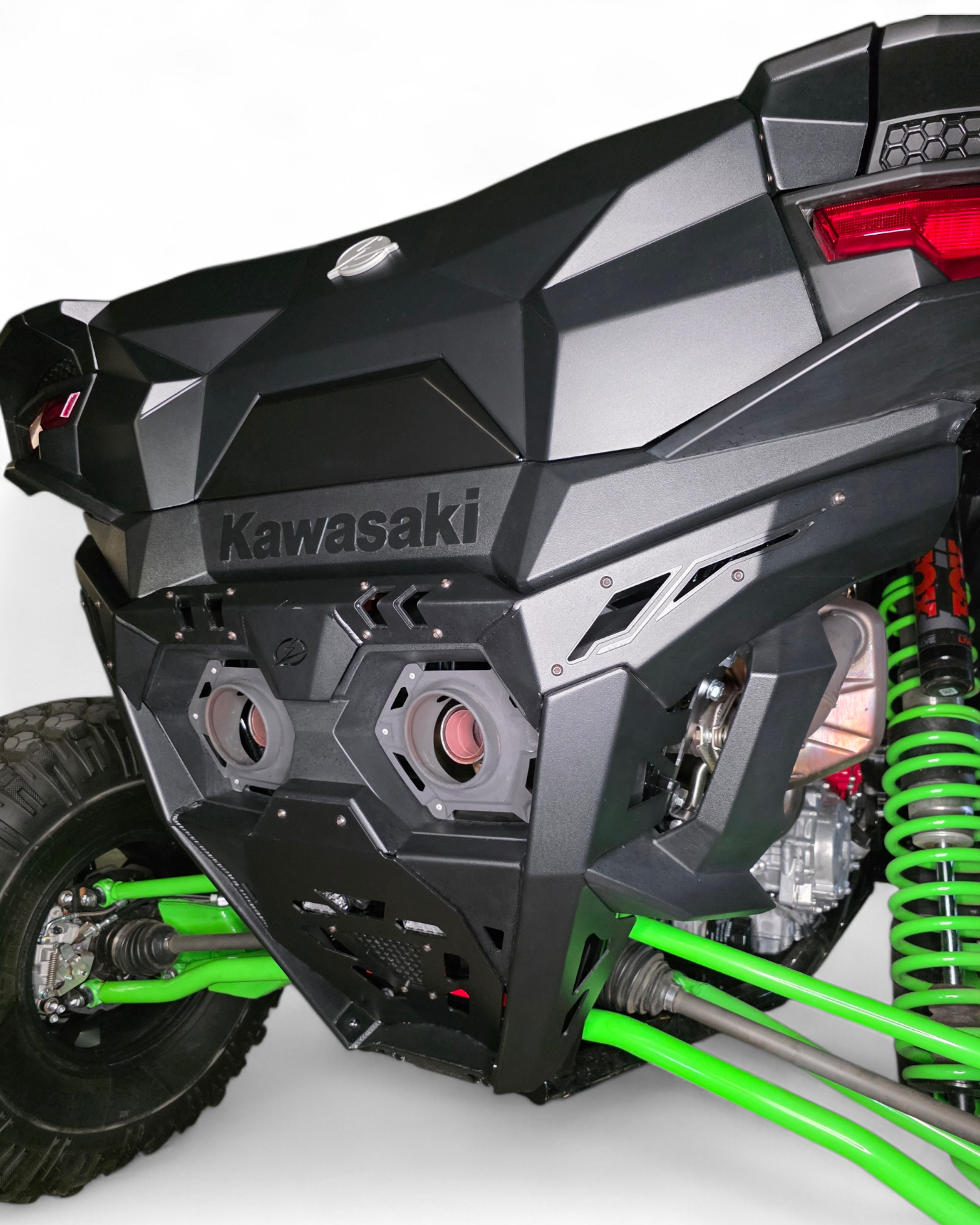 Side profile of Kawasaki Teryx H2 Volt rear bumper showing body-line contour fit