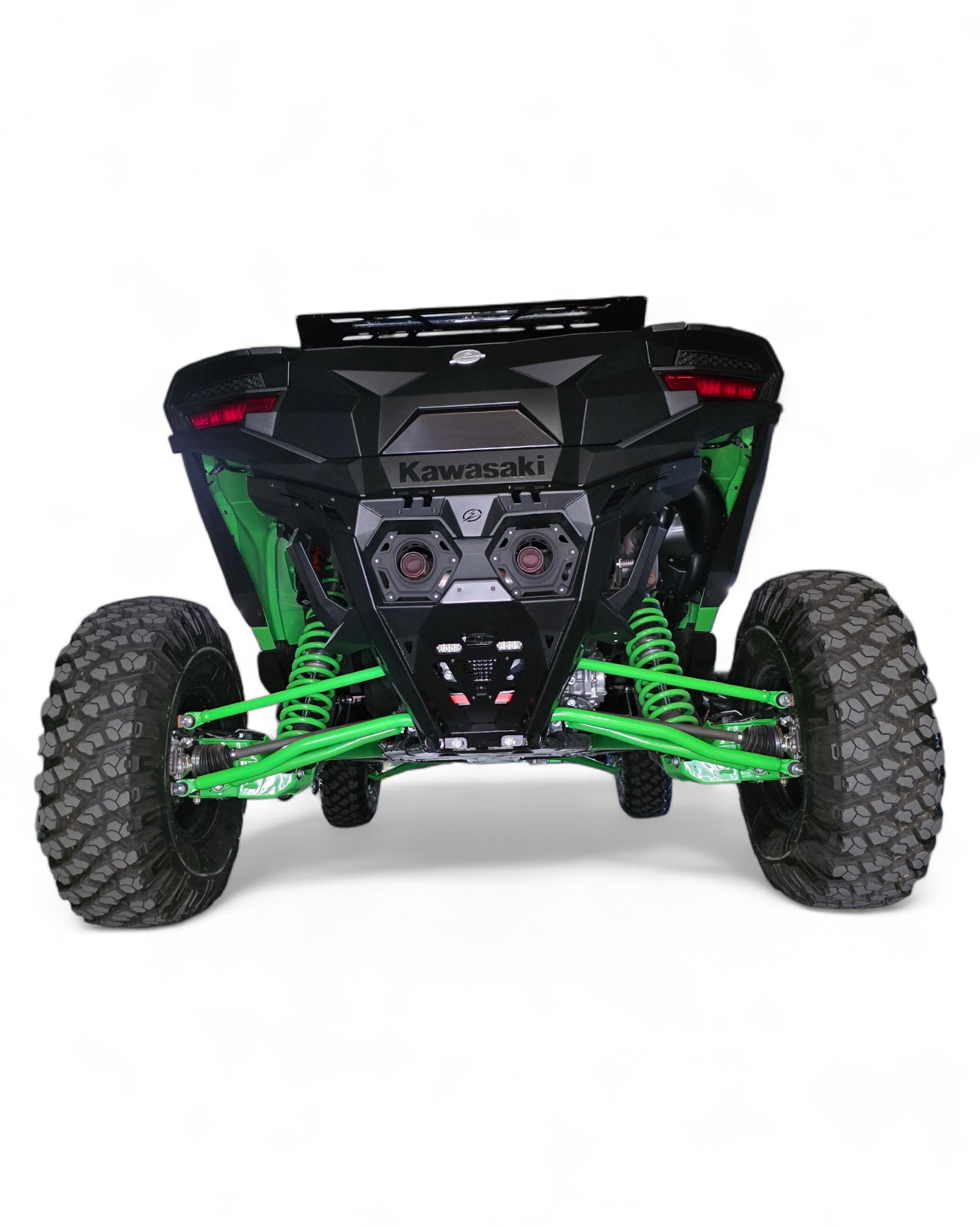 Passenger side view of Kawasaki Teryx H2 Volt rear bumper showing rear-end protection
