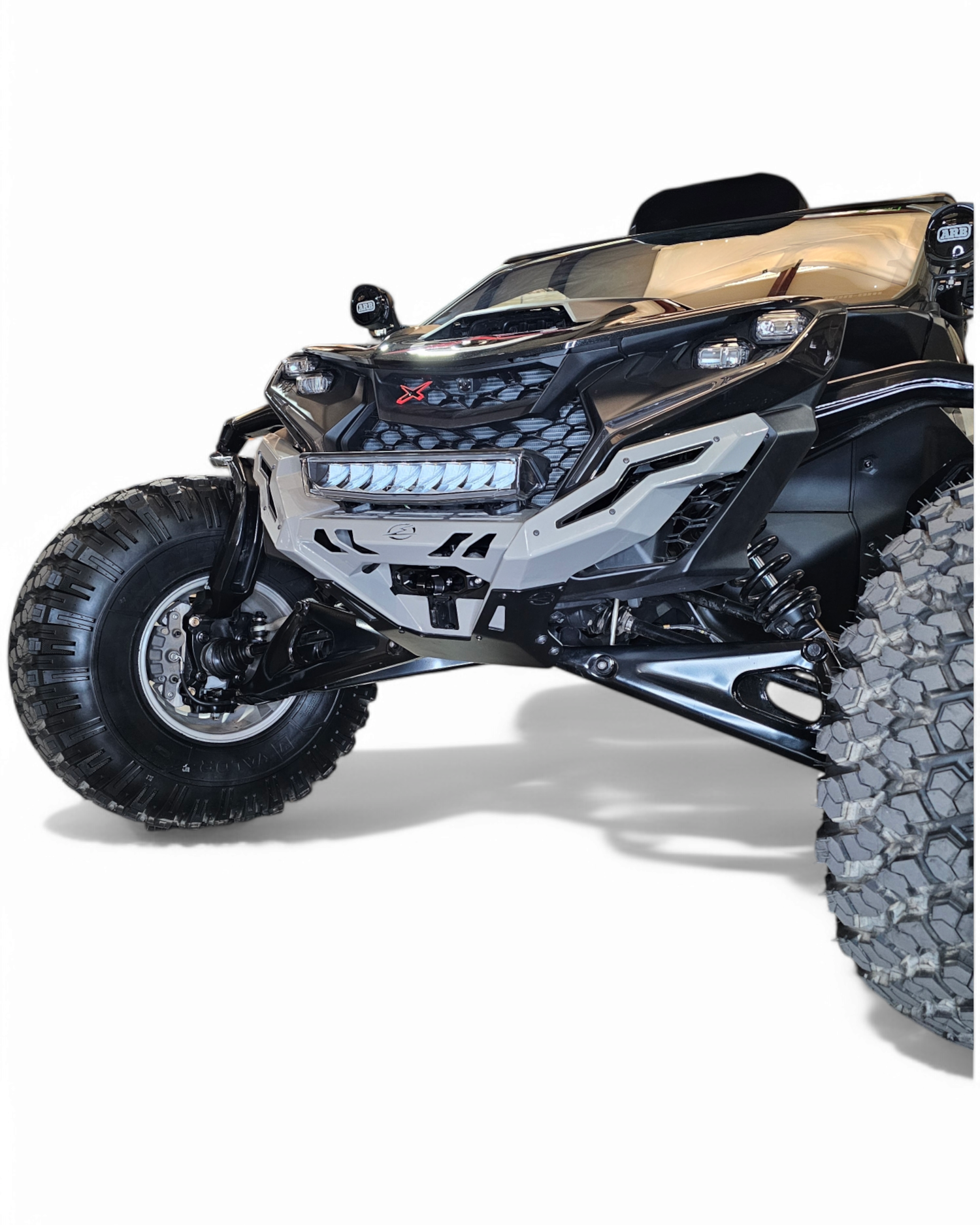 Three quarter view 2025 Maverick R Volt front winch bumper