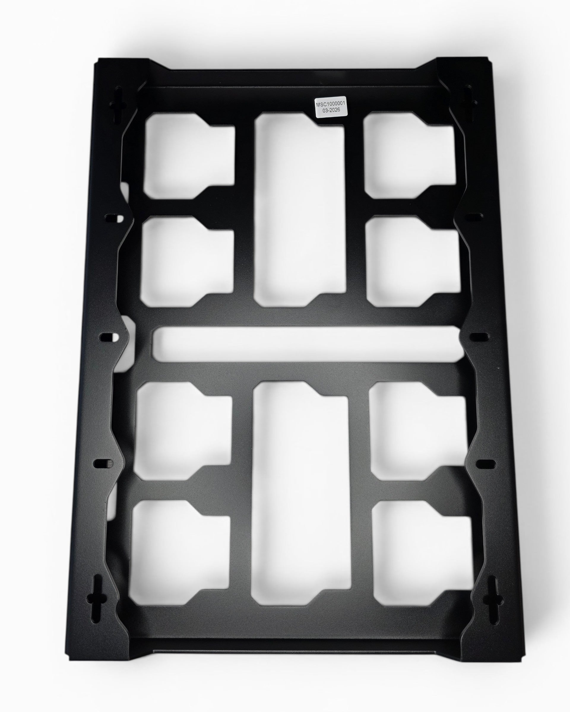 EOD Pack-Out Mount shown in 3mm steel with hammer black finish and 4x4 bolt pattern