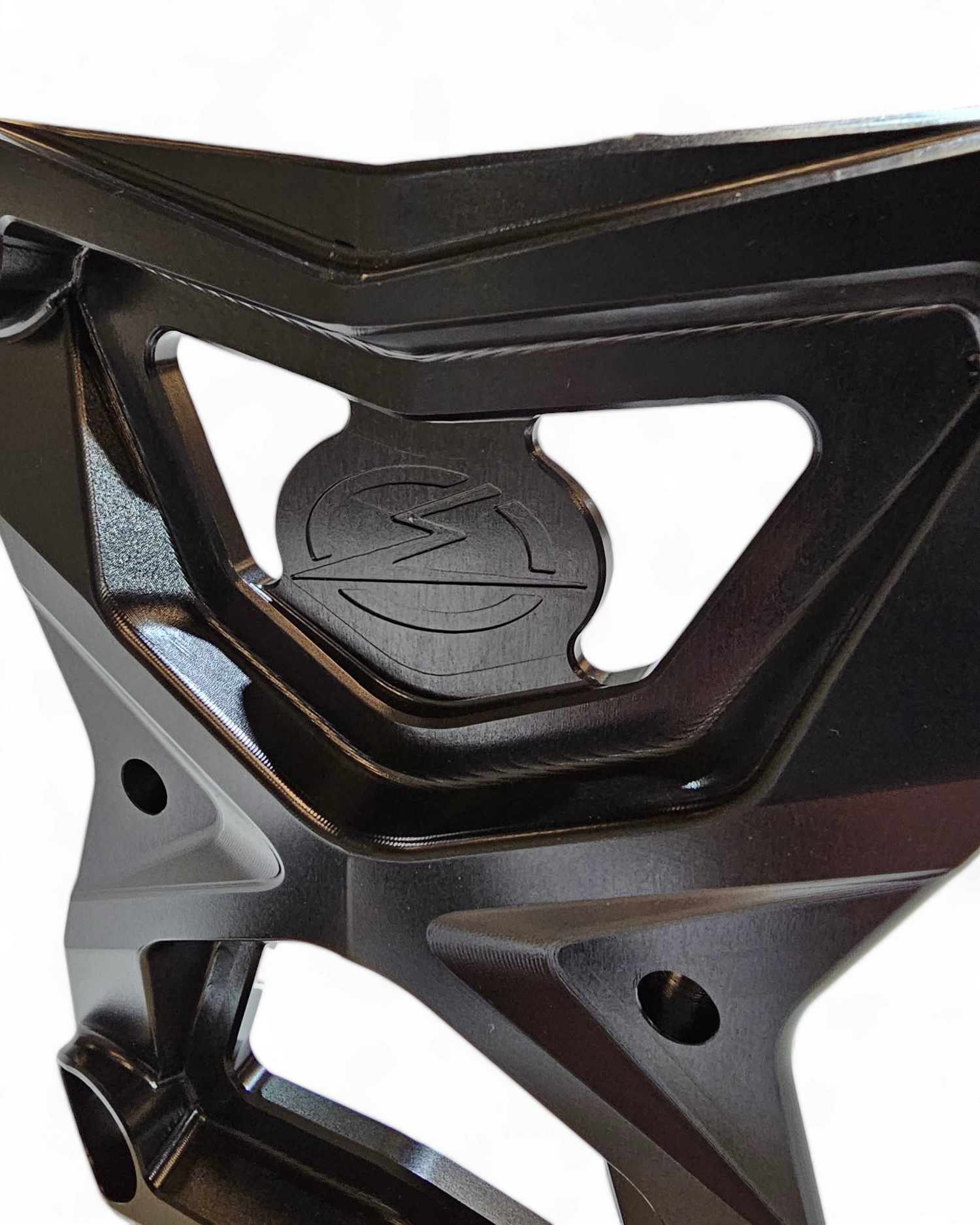 Polaris RZR Pro XP Radius Rod Plate with Tow Hook shown solo displaying full billet construction