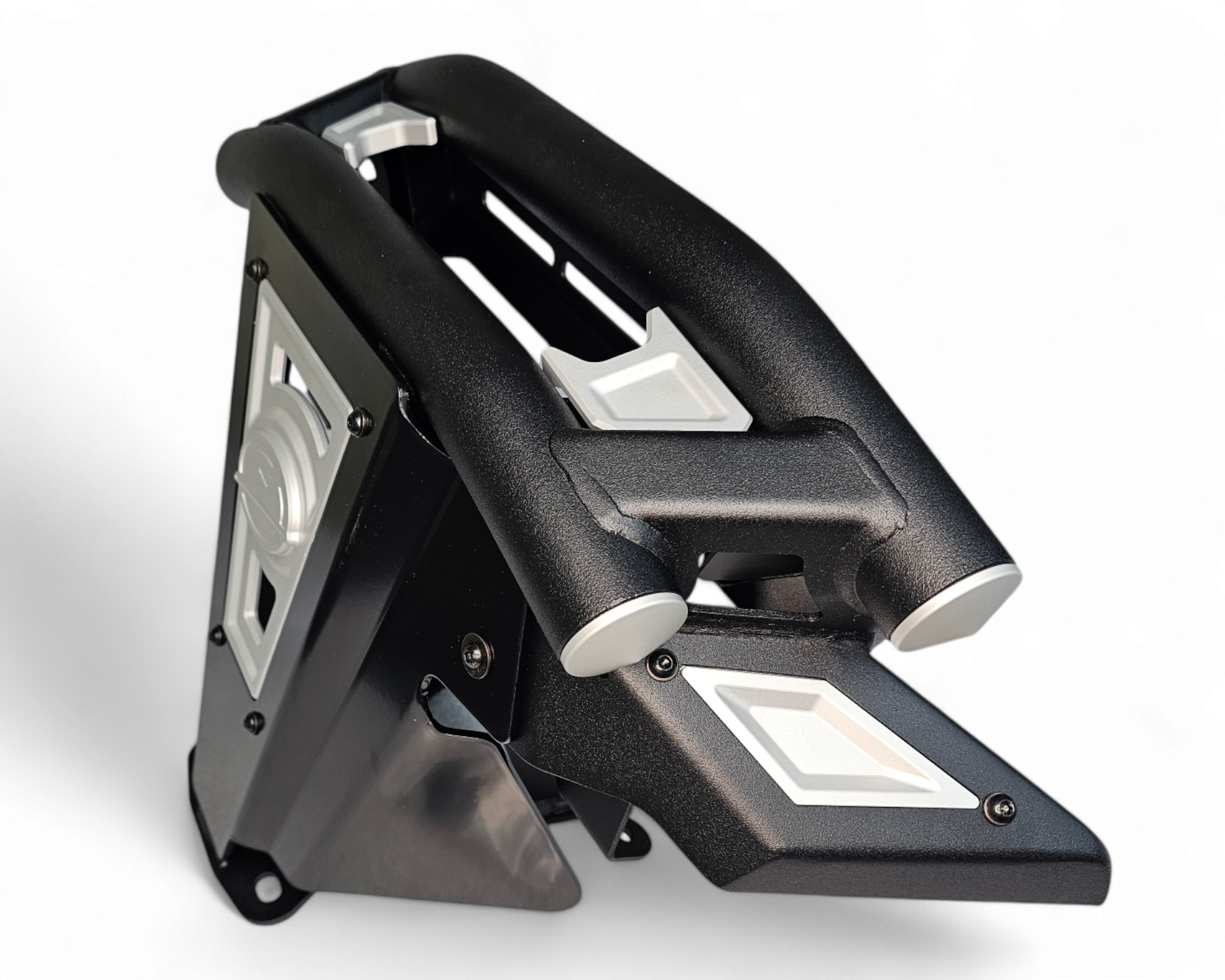 Full machine front view of Polaris RZR Pro R with Amp Series front bumper