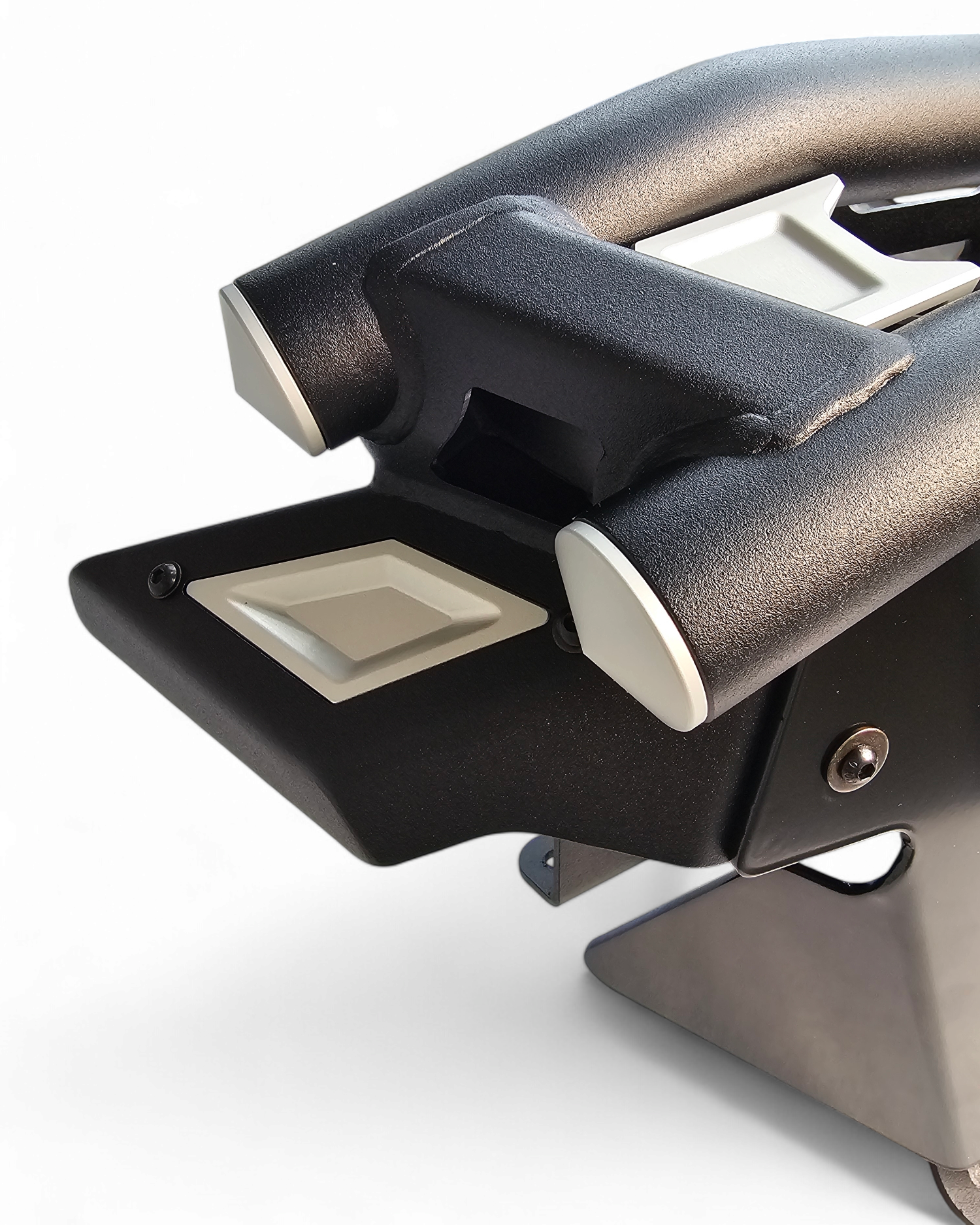 Tubular bar and billet accent detail on Polaris RZR Amp front bumper