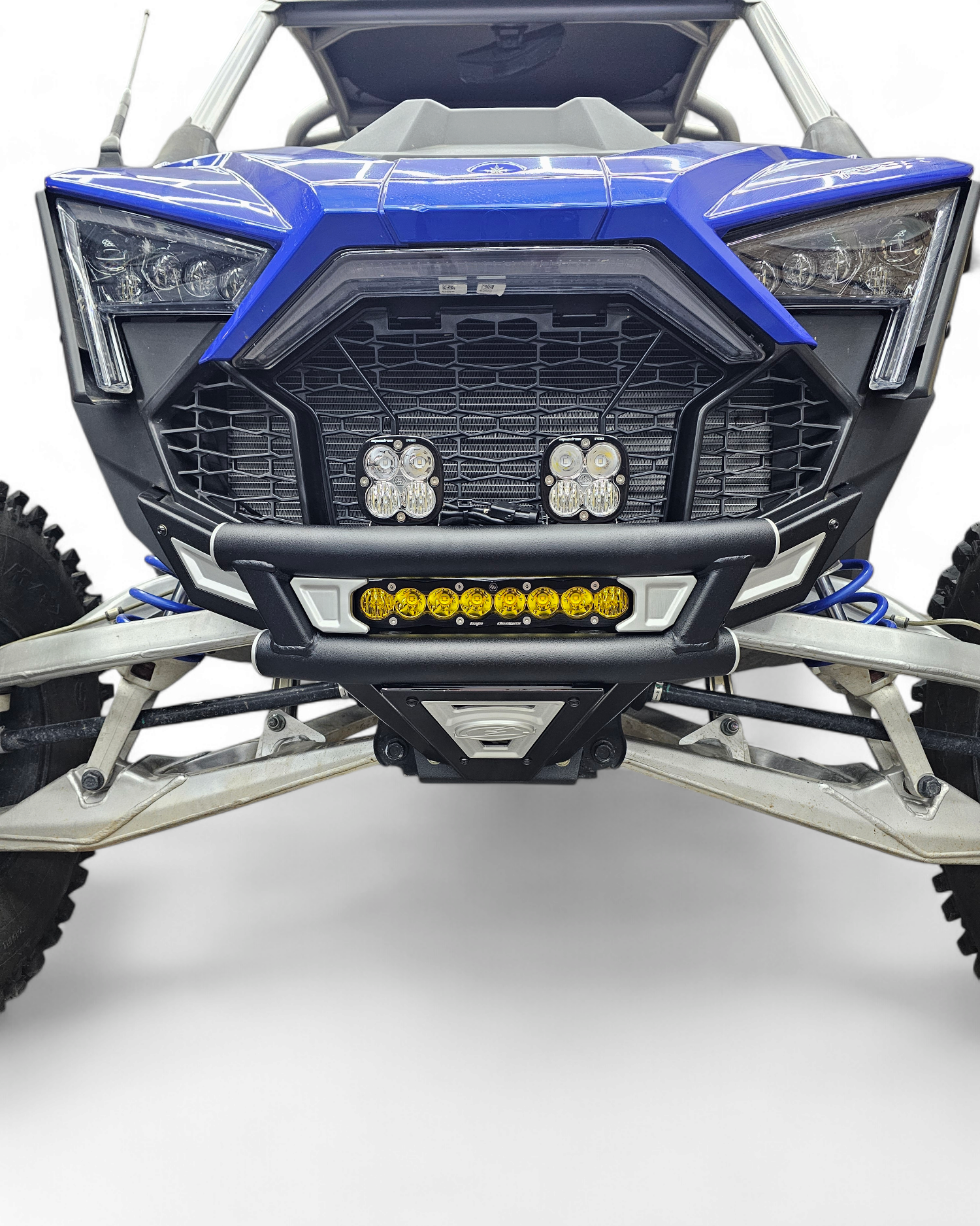 Satin black panel detail on Polaris RZR Pro R Amp front bumper