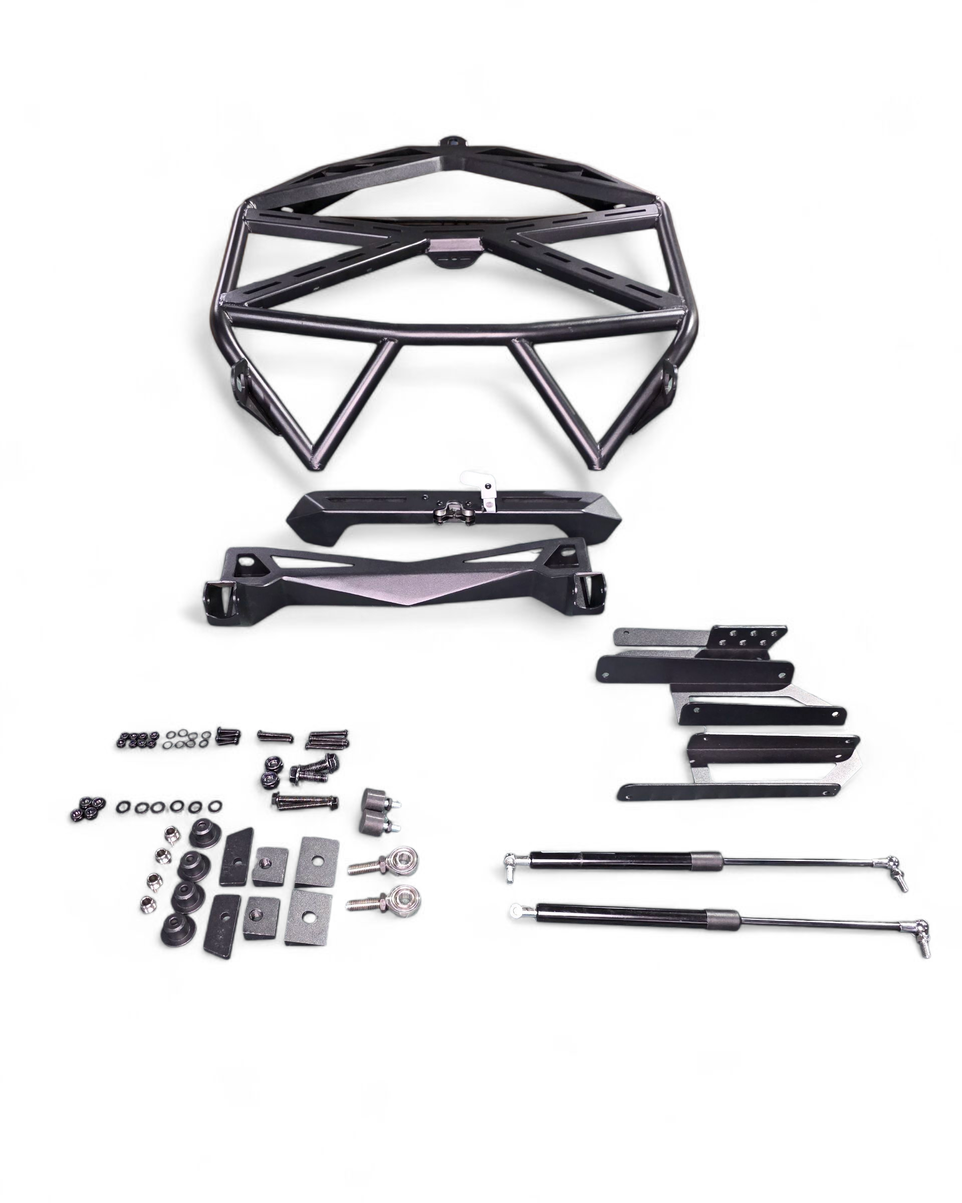 Premium latch detail securing the carrier on Polaris RZR tire rack