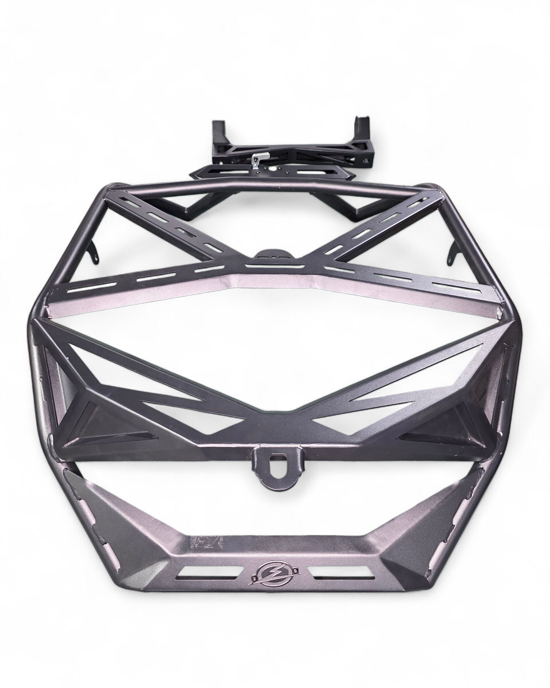 Aluminum trim and steel weld detail on Polaris RZR high clearance tire rack