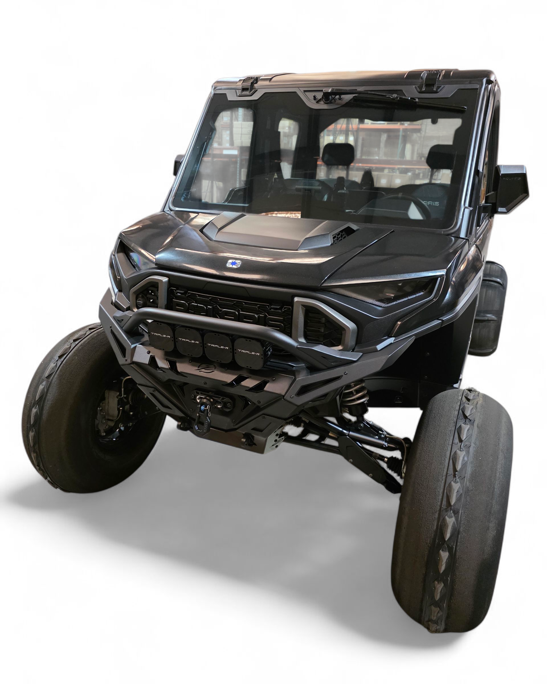 D-ring recovery point detail on Polaris Ranger 1500 Volt front winch bumper