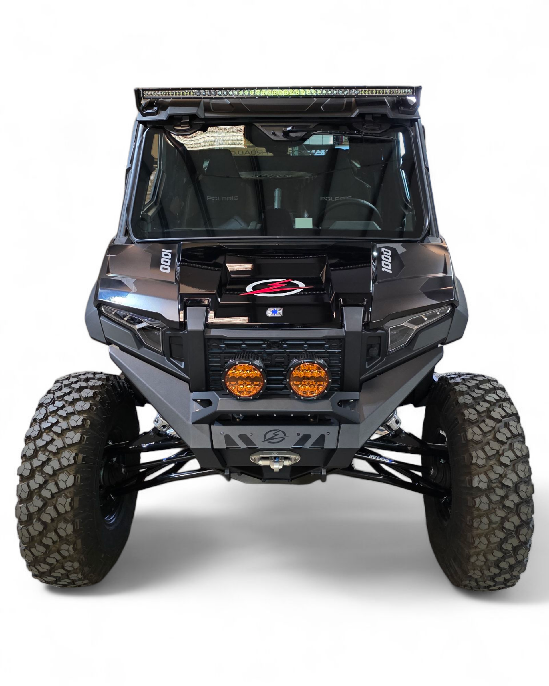 Side profile of Polaris Xpedition HDX Front Winch Bumper showing body-line contour fitment