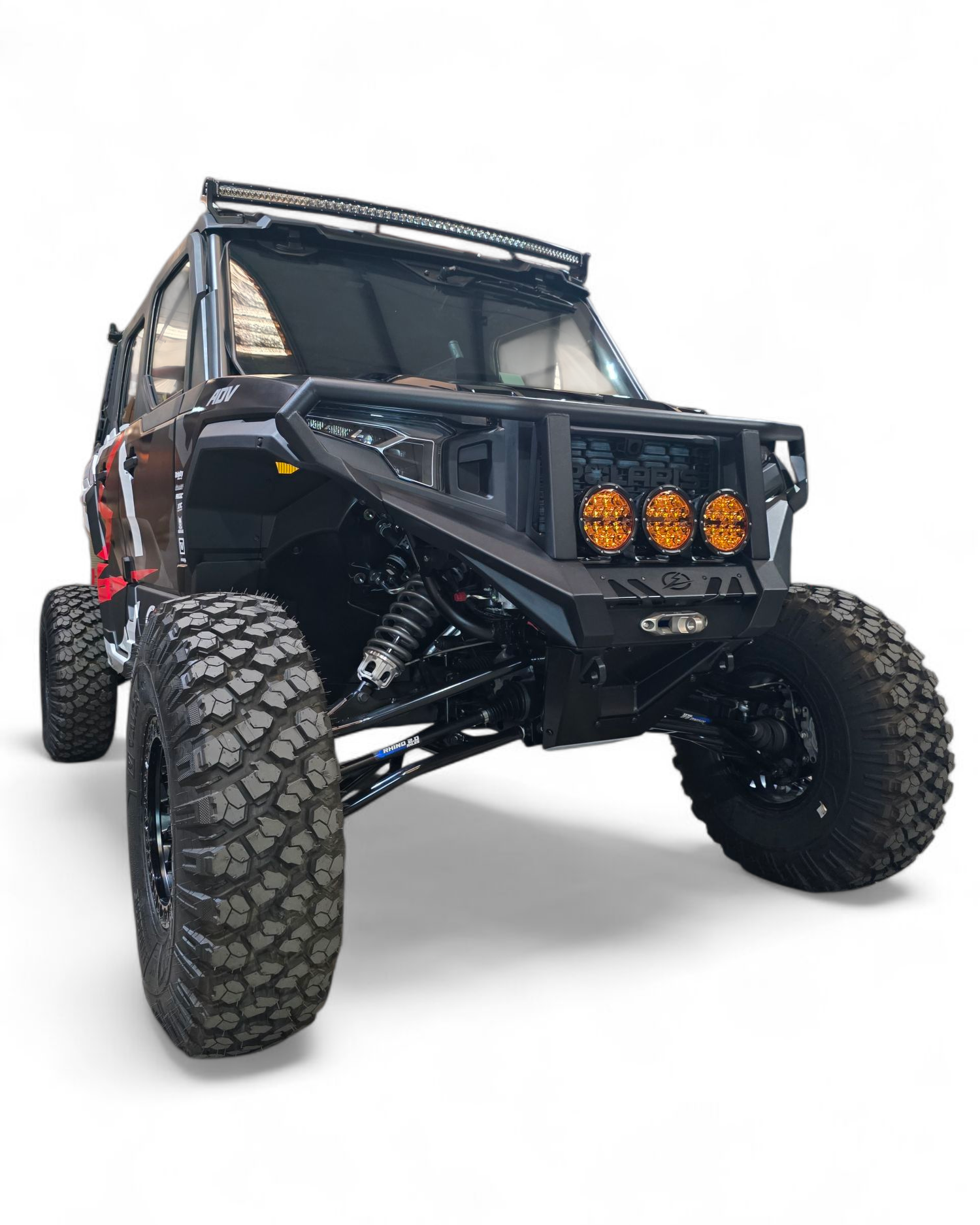 D-ring towing point detail on Polaris Xpedition HDX Front Bumper with brush guard