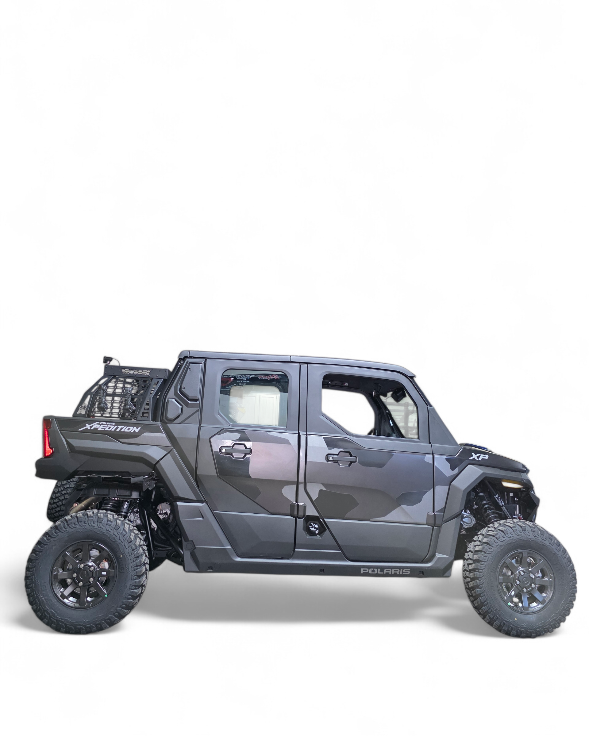 Rear view of Polaris Xpedition XP with Volt short rack installed in the bed