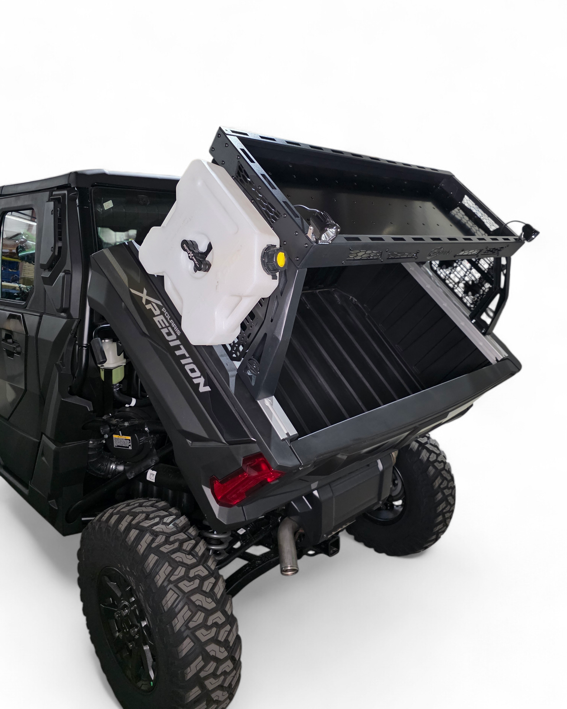 RotopaX and accessory mounting holes on Polaris Xpedition Volt bed rack