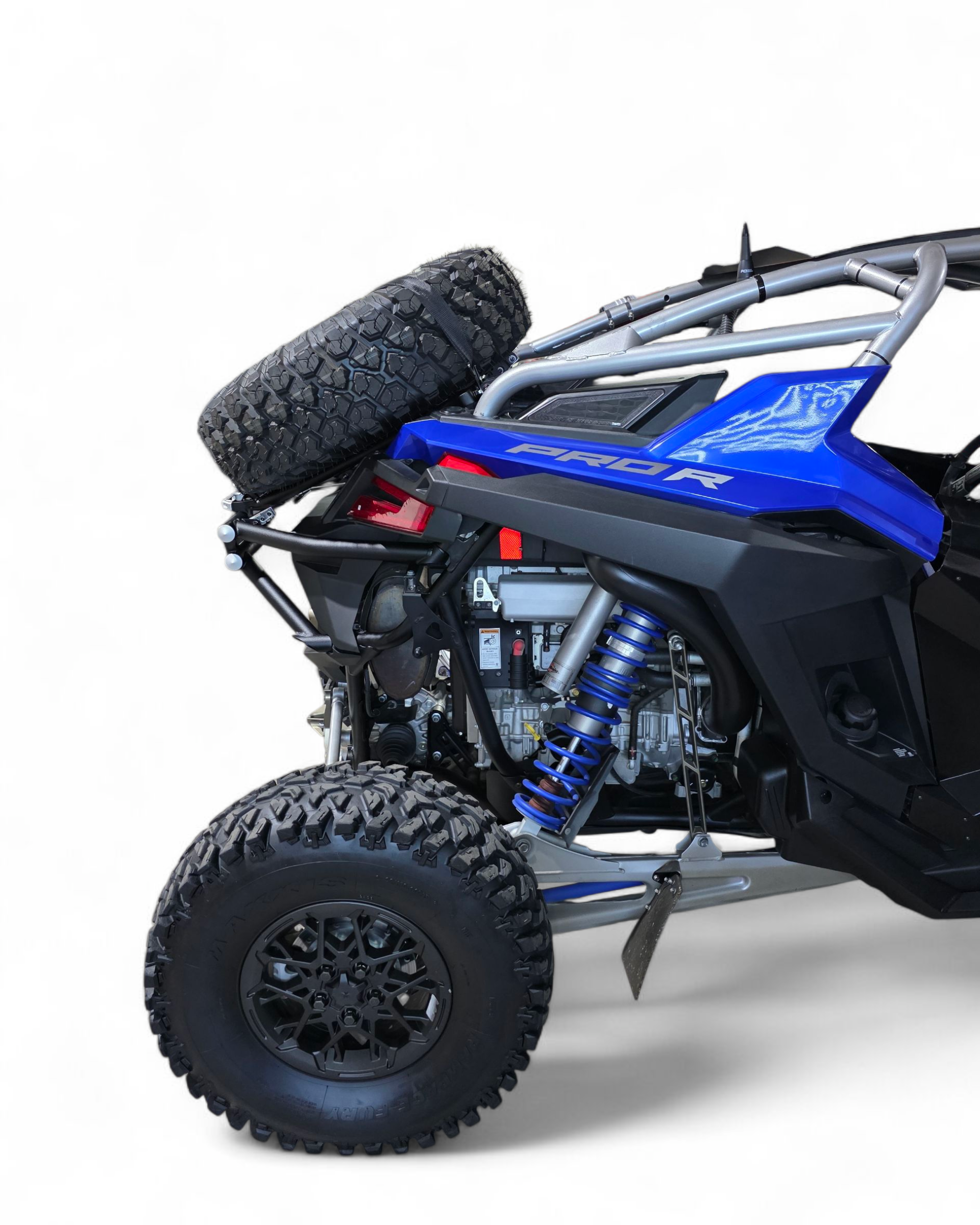 Built-in storage area revealed on Polaris RZR Pro R rear combo with rack open