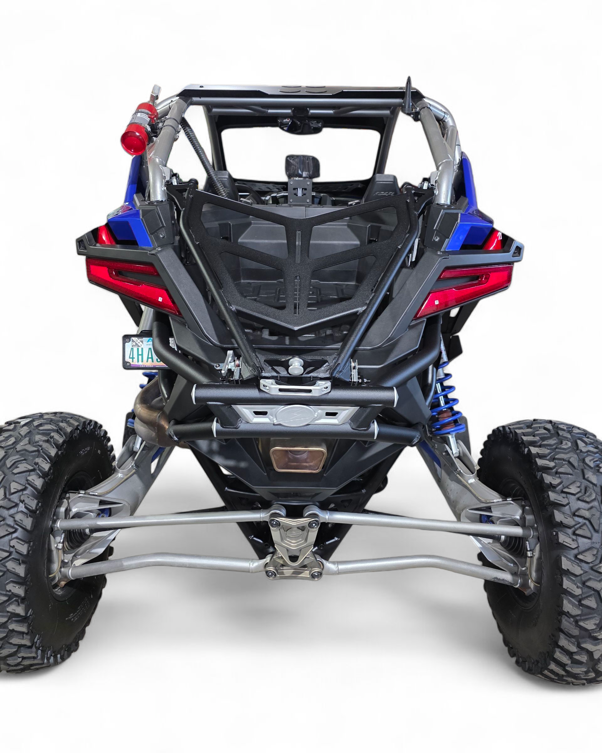 Hammer black powder coat finish on Polaris RZR Pro R rear bumper tire carrier combo