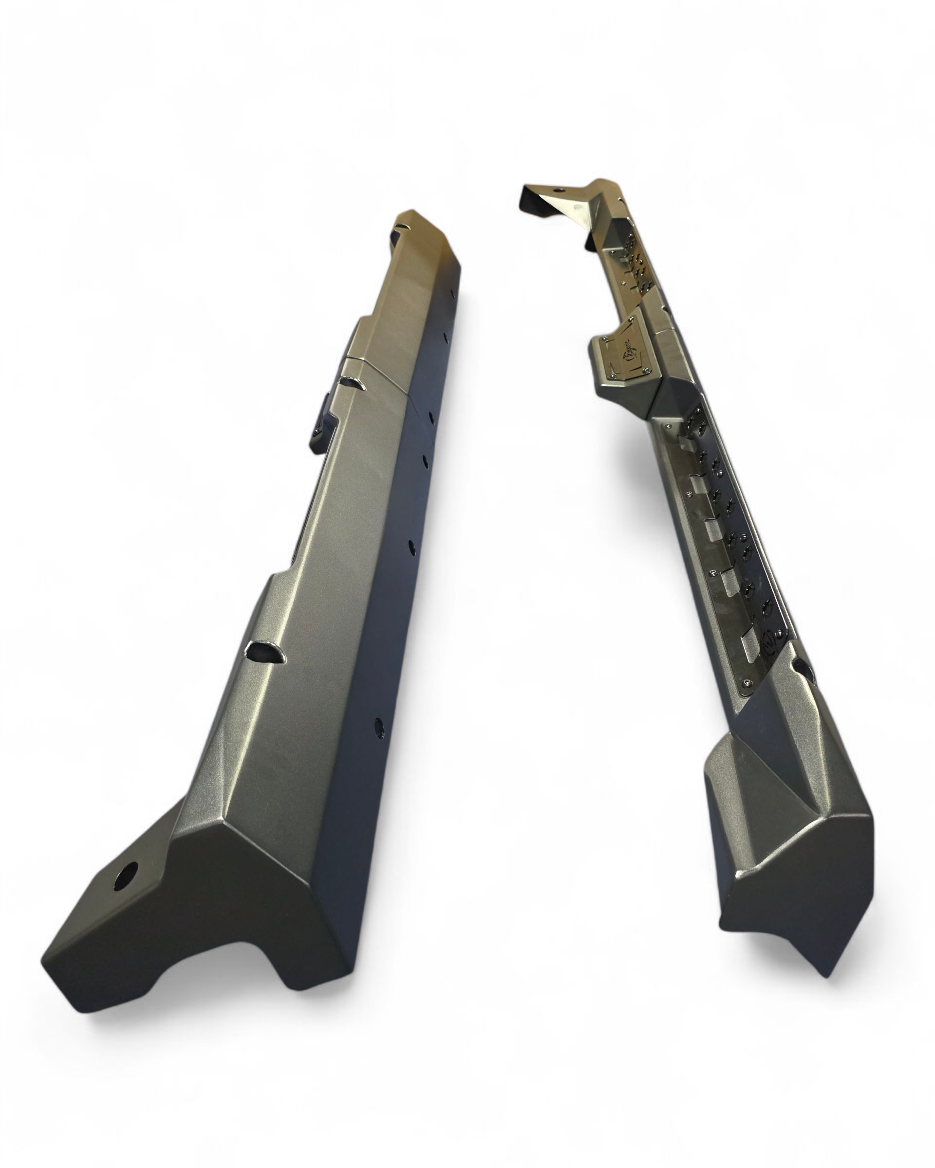 Steel slider and step construction detail on Polaris Xpedition rock steps