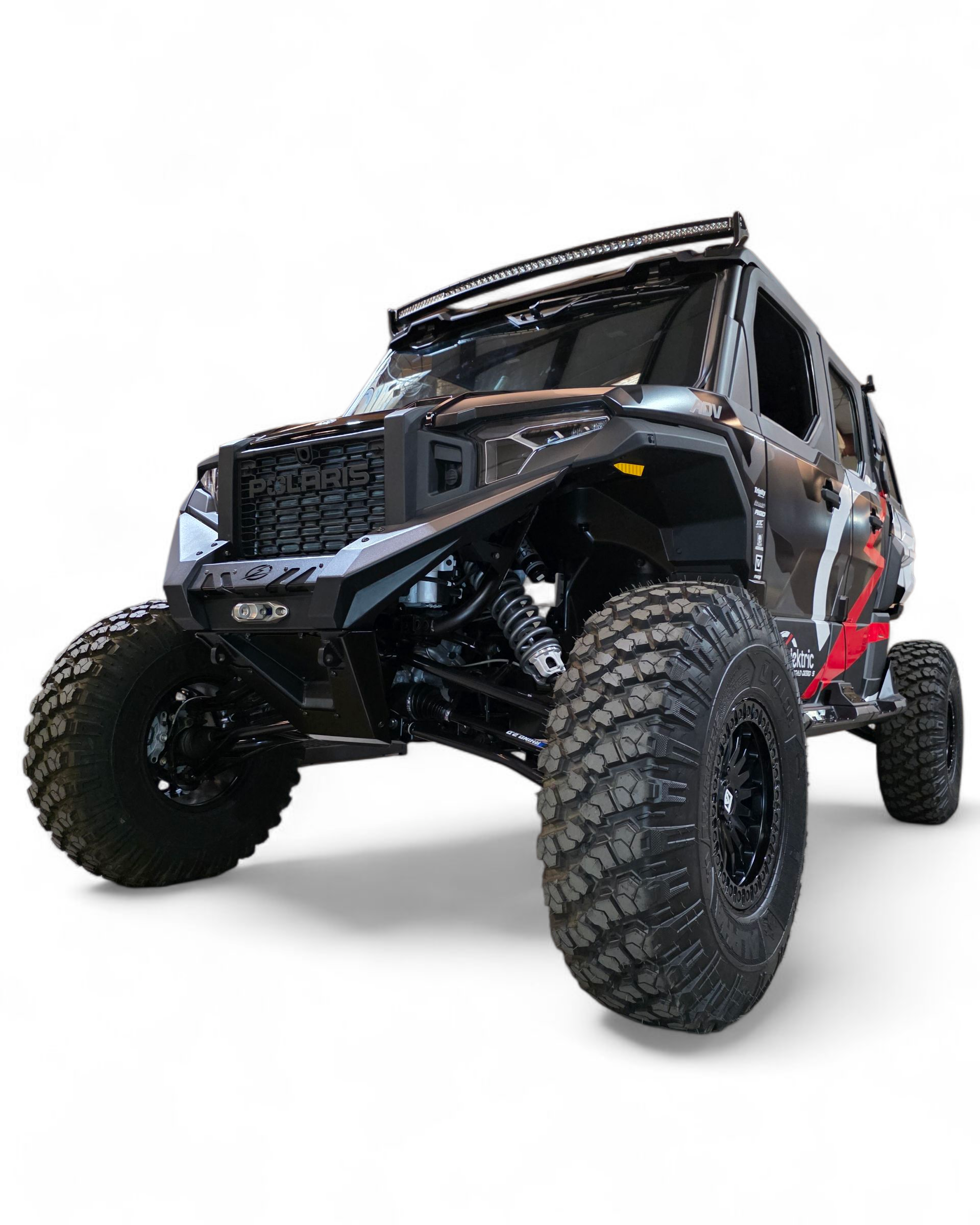 Polaris Xpedition HDX Front Winch Bumper with larger winch installed showing hidden mount integration