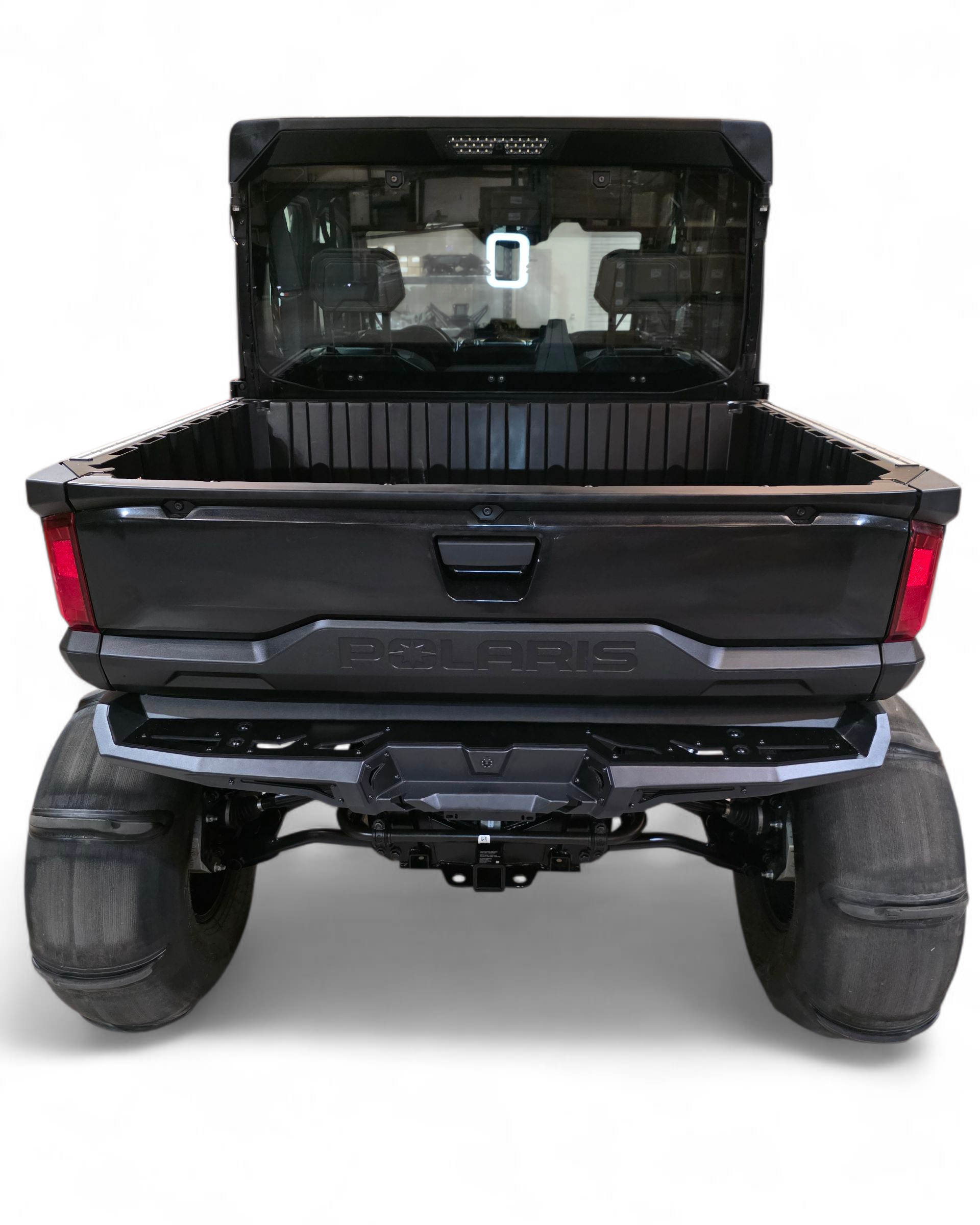 License plate mount detail on Polaris Ranger XD 1500 rear bumper