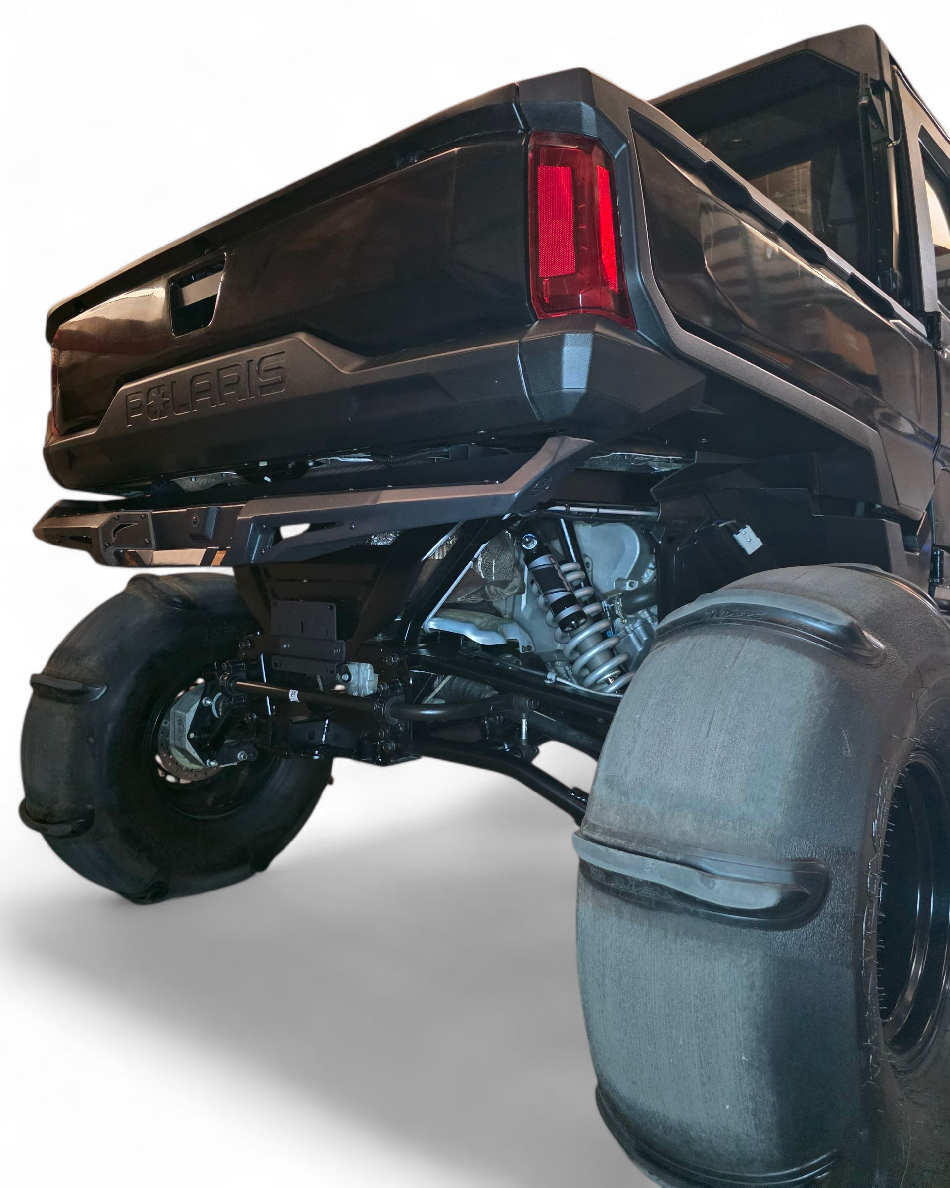 Hammer black powder coat and satin panel finish on Polaris Ranger XD 1500 rear bumper