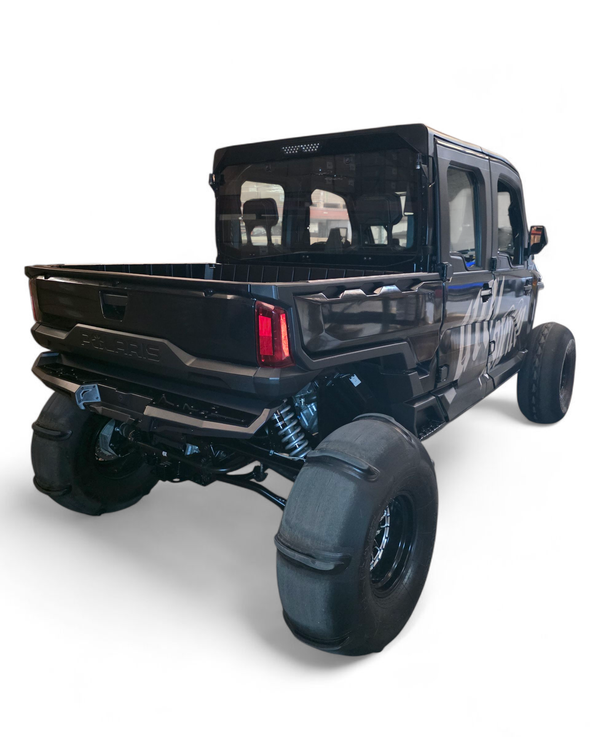 Side profile of Polaris Ranger XD 1500 rear bumper showing slim body-line fitment