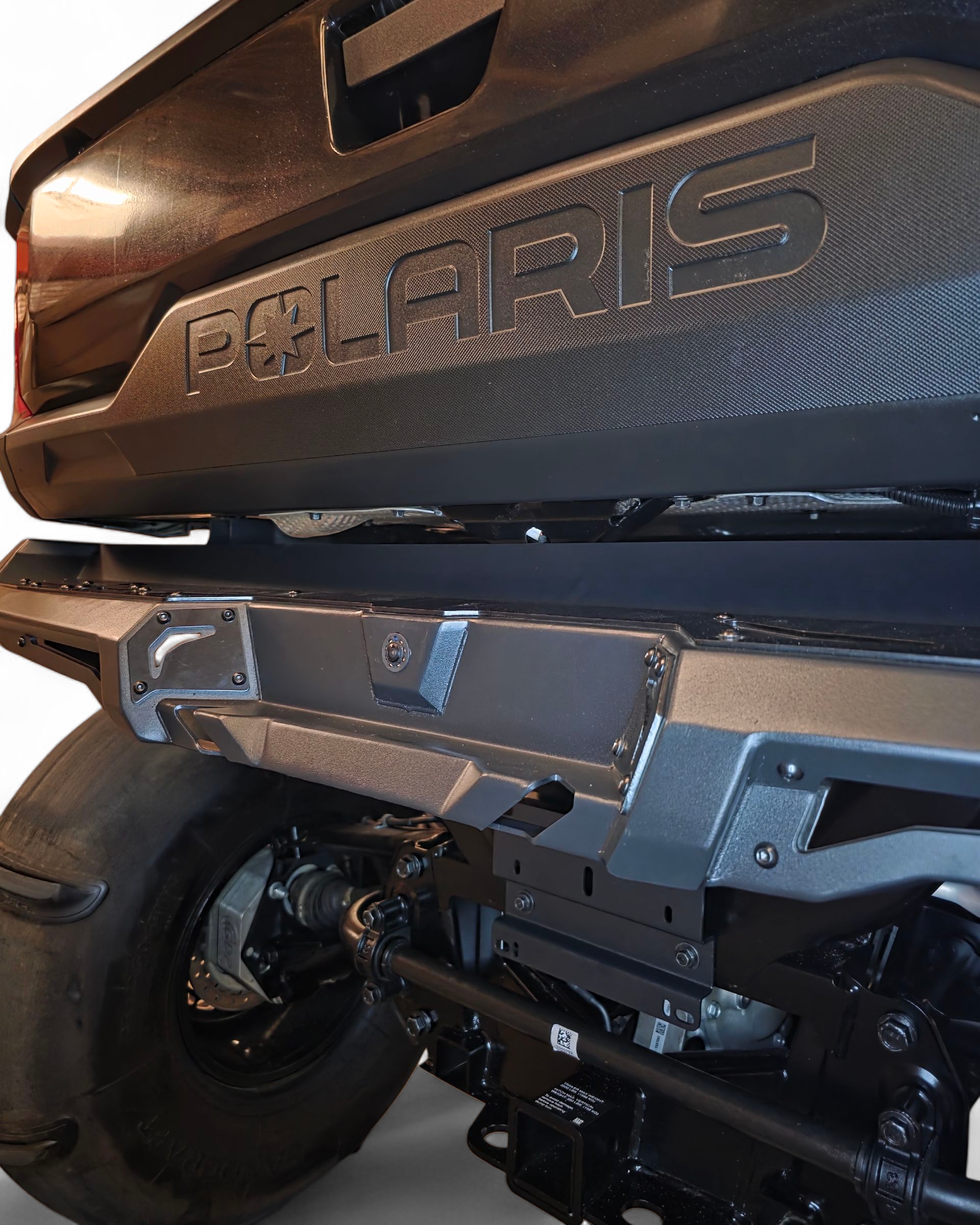Mounting bracket detail on Polaris Ranger XD 1500 rear bumper