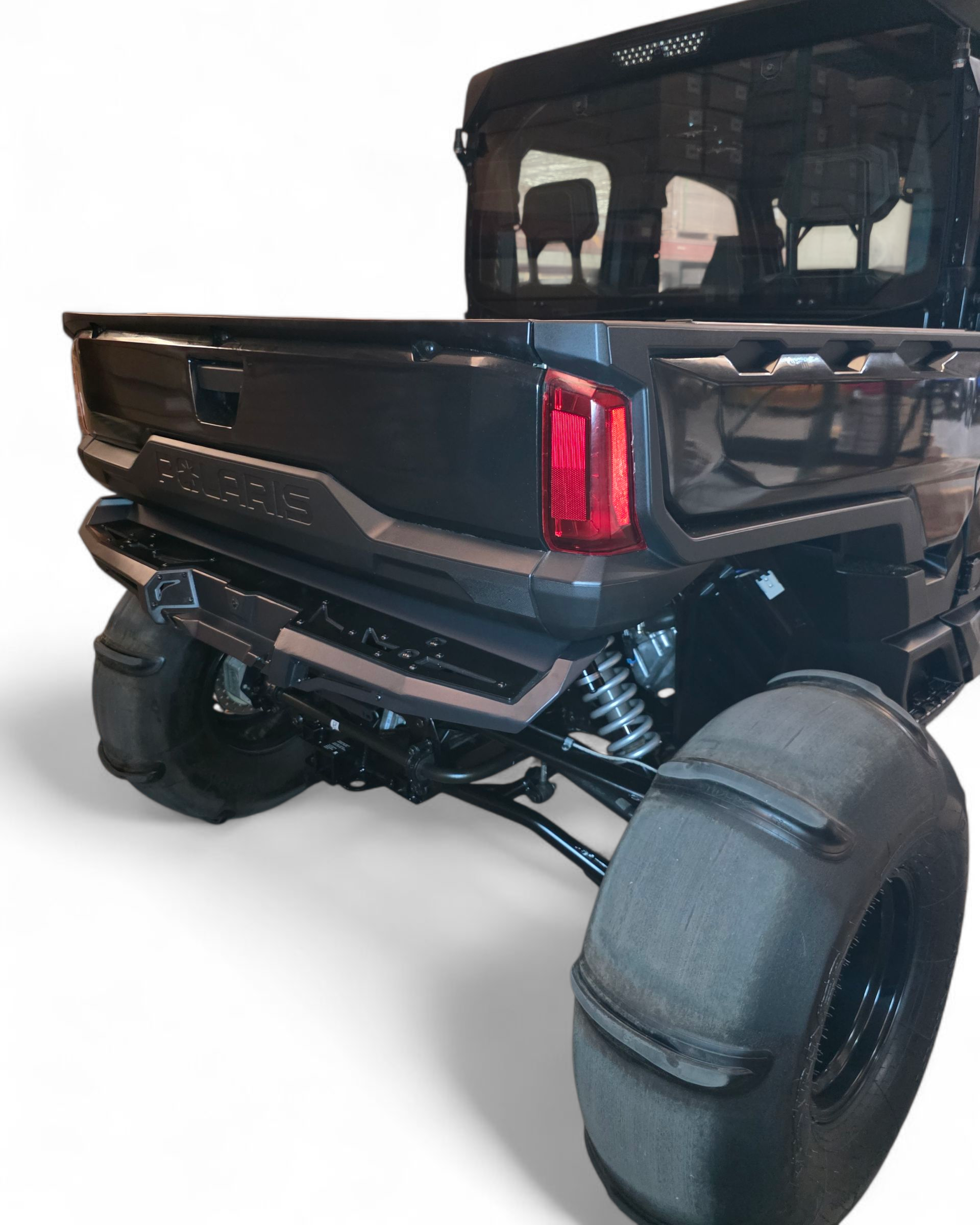 Satin black panel detail on Polaris Ranger XD 1500 rear bumper