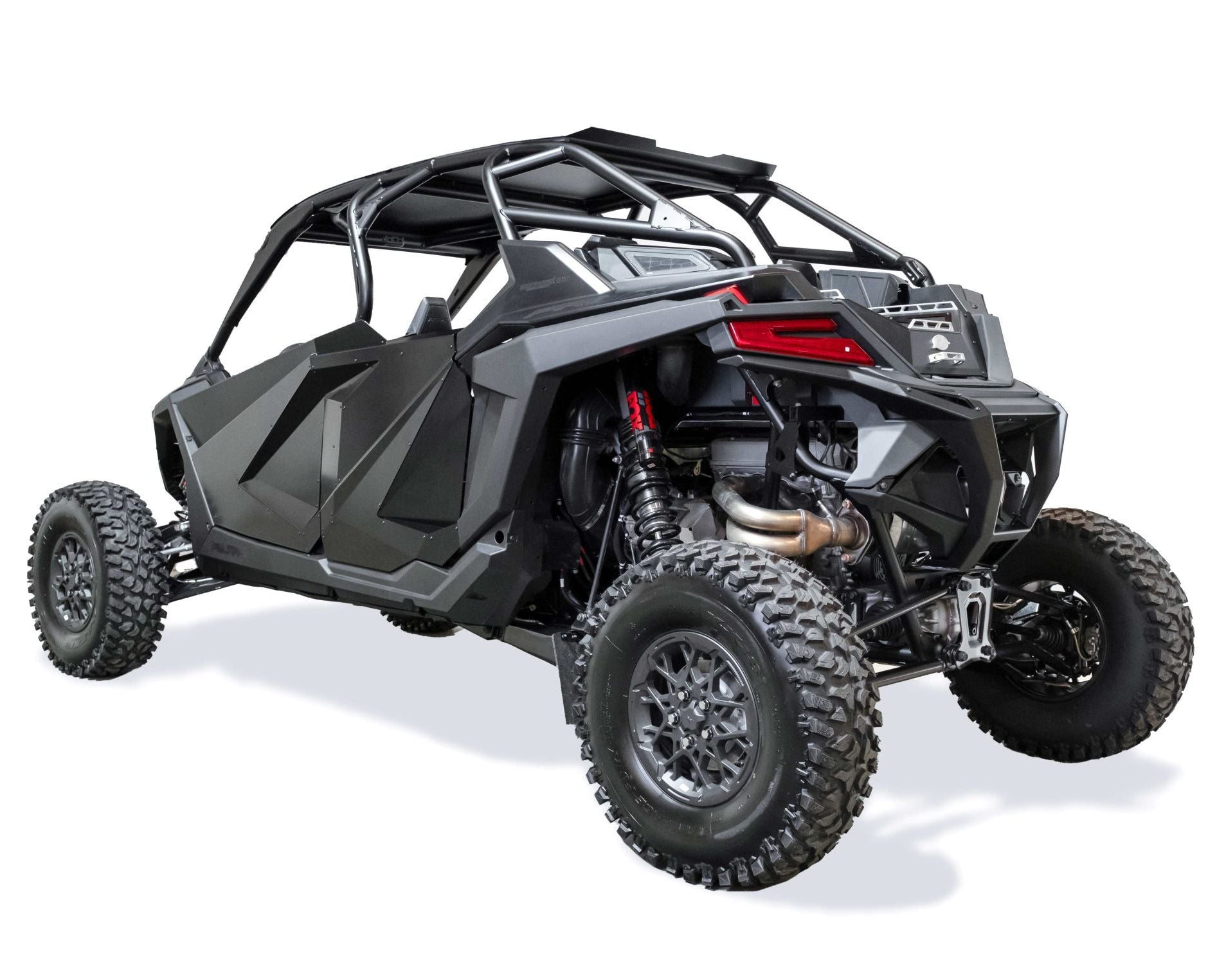Polaris RZR Baja bed box with lid closed showing dual latches and billet aluminum handles